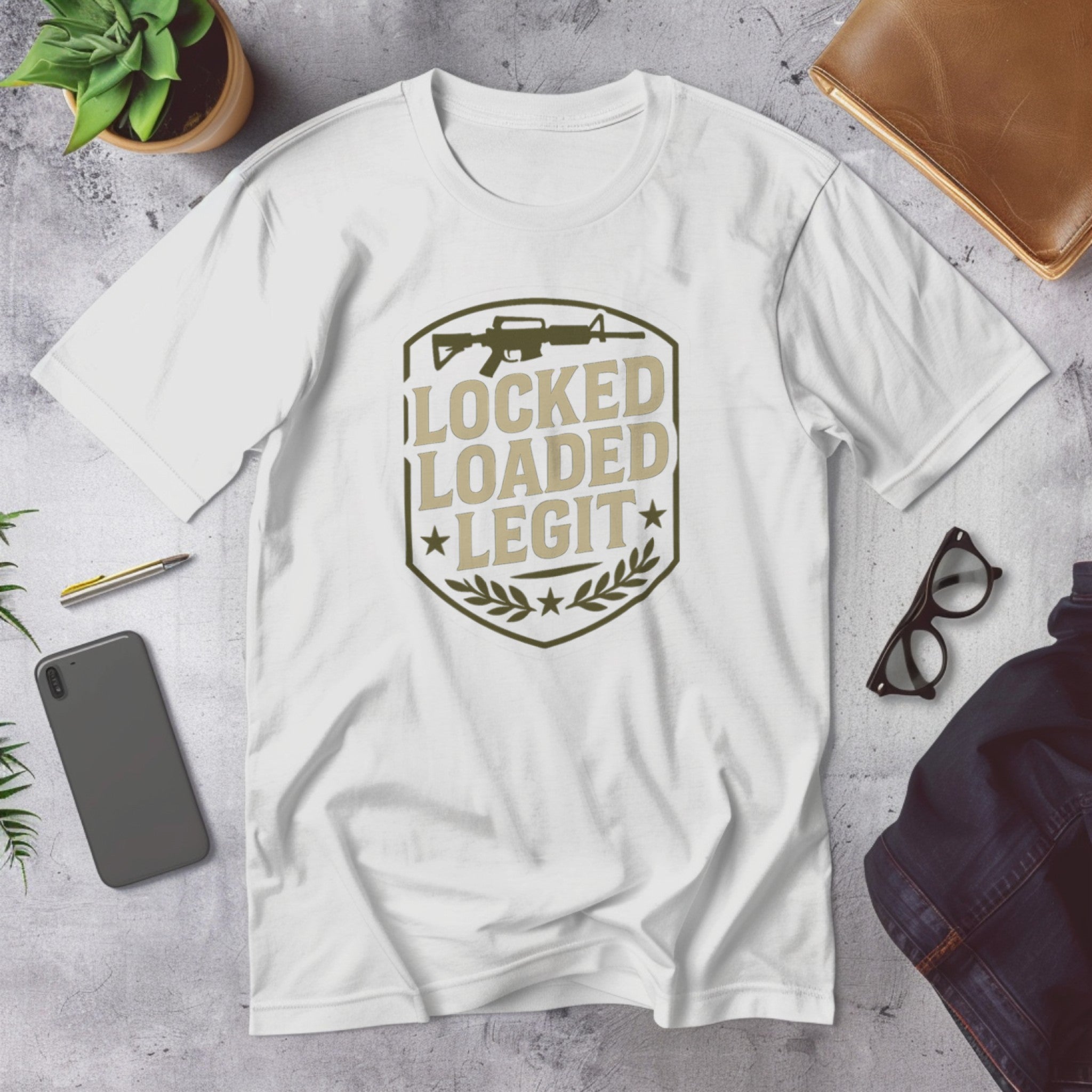 Locked & Loaded Legit T-Shirt – Military Style Rifle Graphic Tee