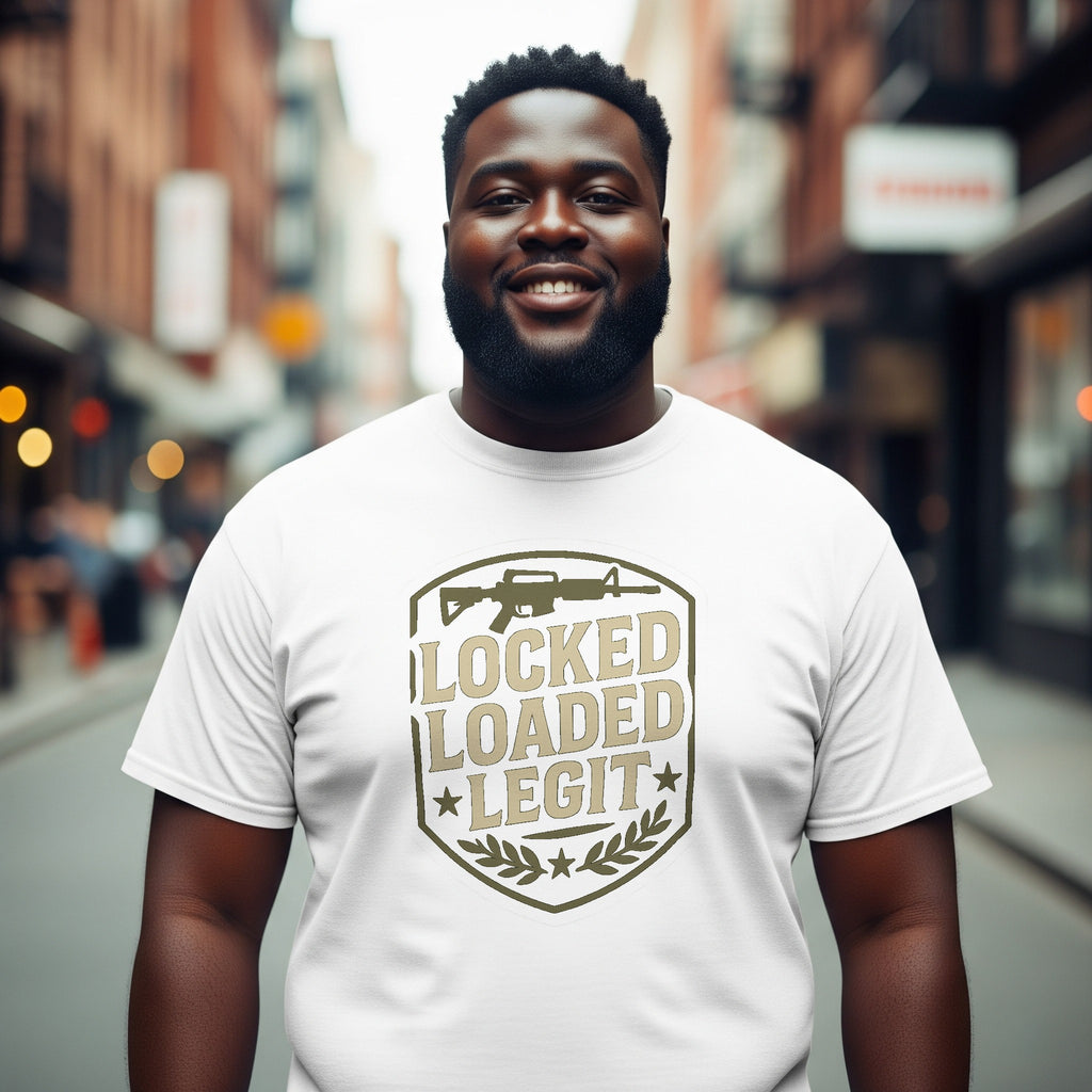 Locked & Loaded Legit T-Shirt – Military Style Rifle Graphic Tee