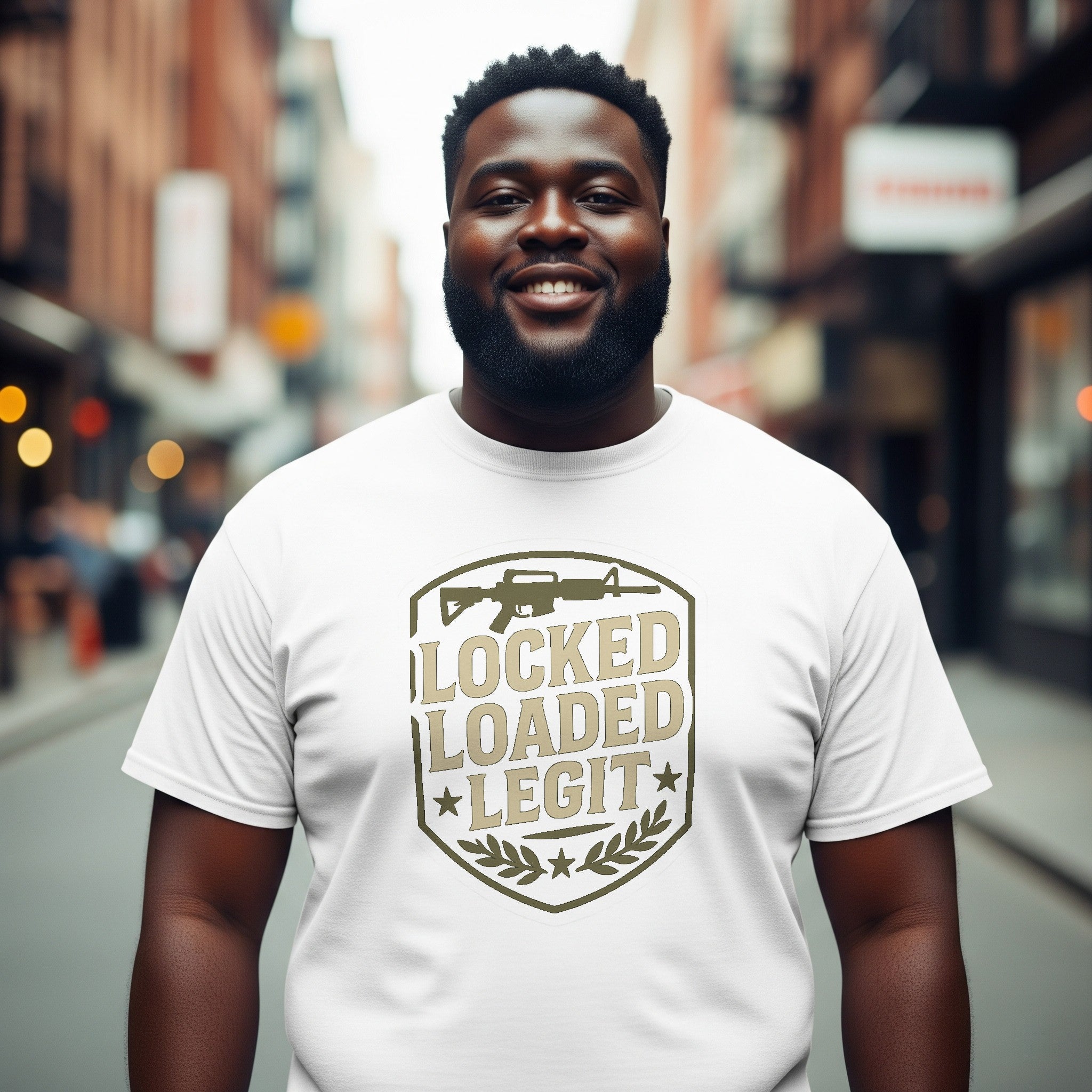 Locked & Loaded Legit T-Shirt – Military Style Rifle Graphic Tee