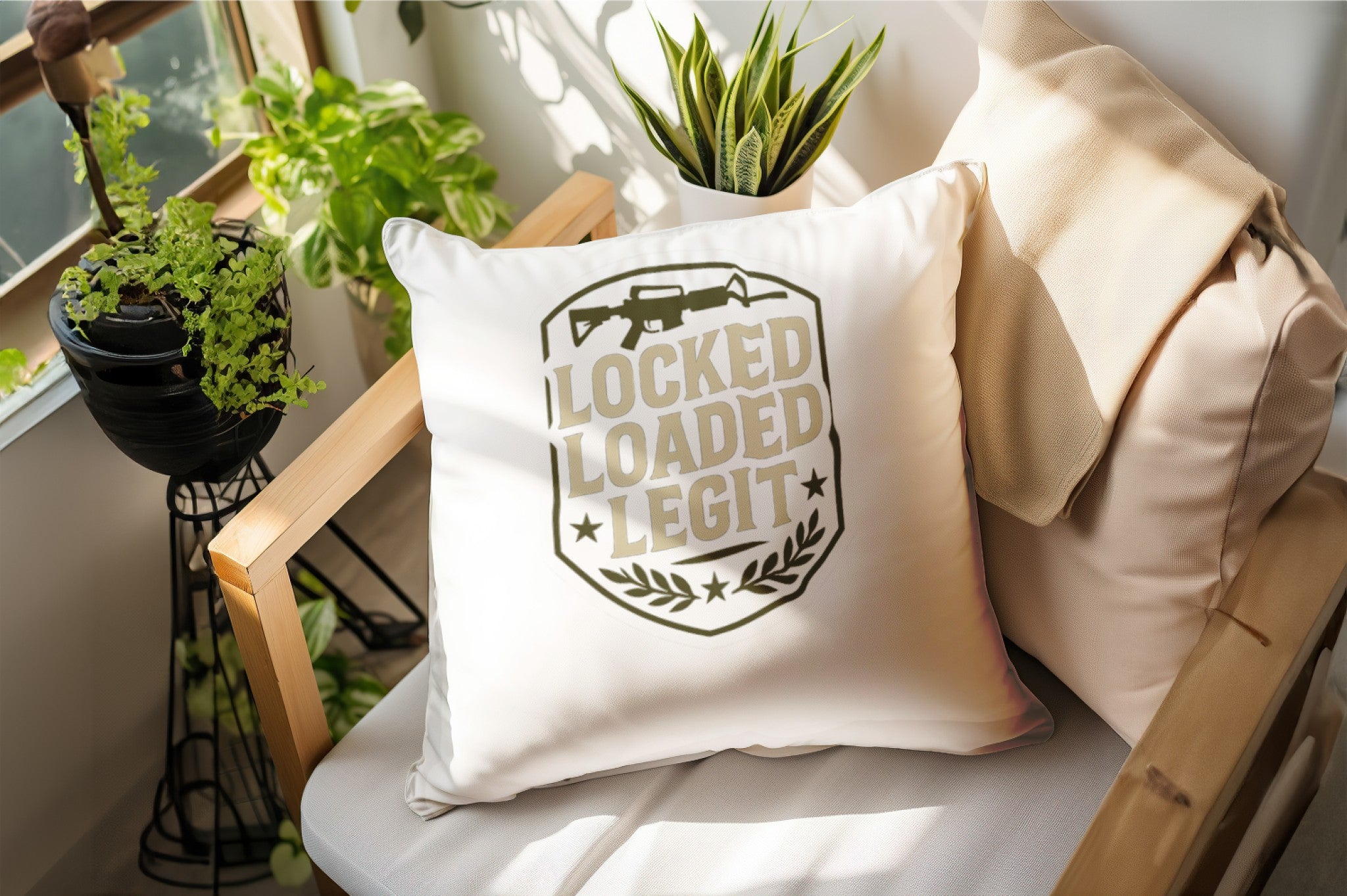 Locked & Loaded Legit Premium Pillow Case – Military Style Rifle Design