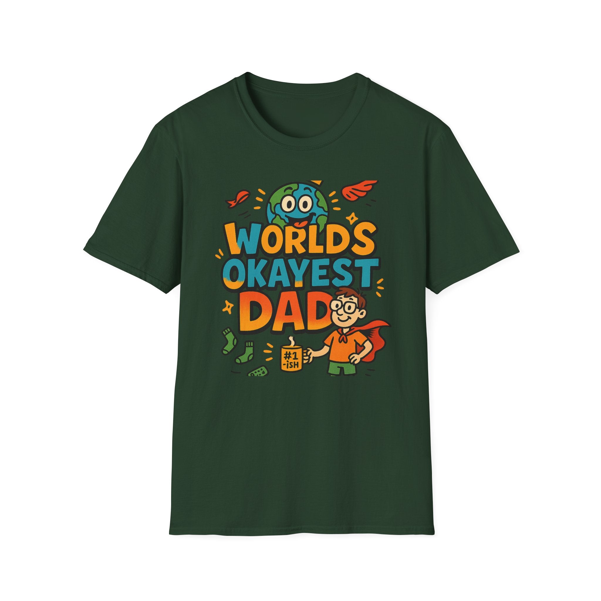Fathers Day Gift Worlds Okayest Dad Shirt Funny Humor Tee for Men