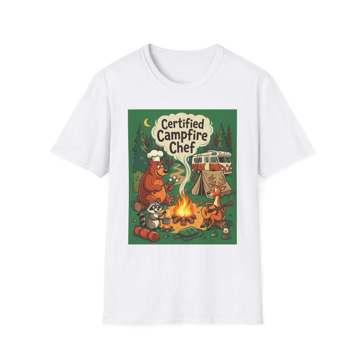 Camping for Men Certified Campfire Chef T-Shirt Outdoor Fun
