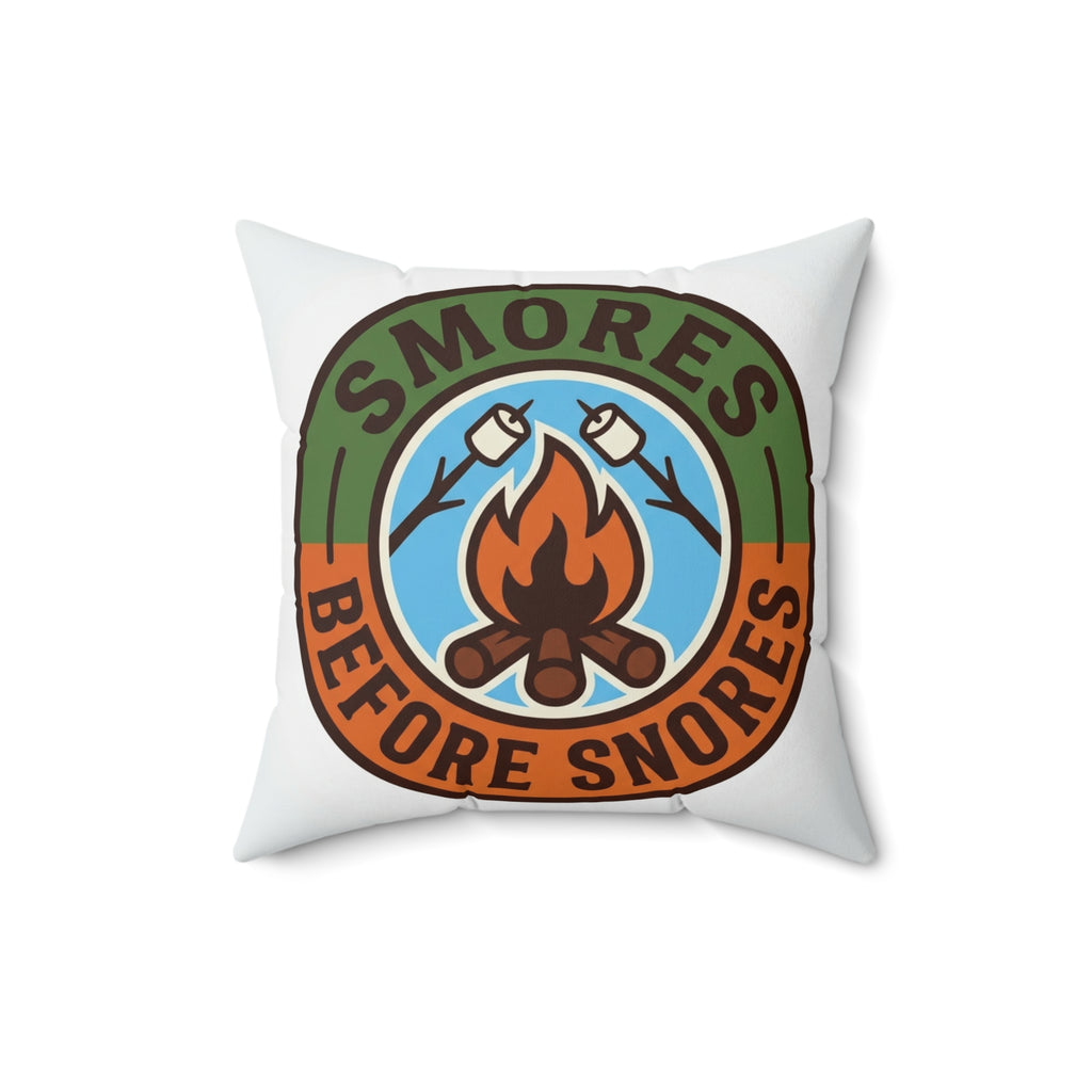 Camping for Men Smores Before Snores Comfy Pillow