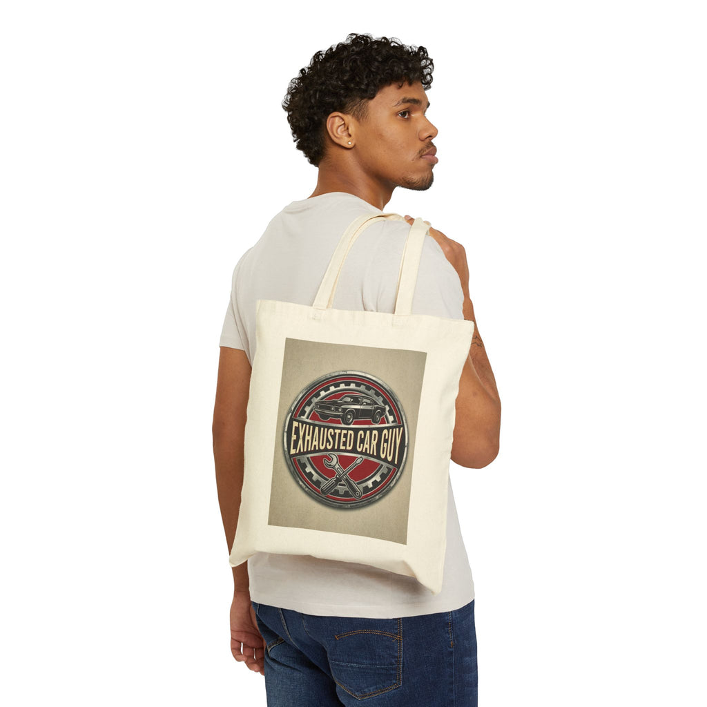Car Guys Tote Bag Exhausted Car Guy Design Eco-Friendly Cotton