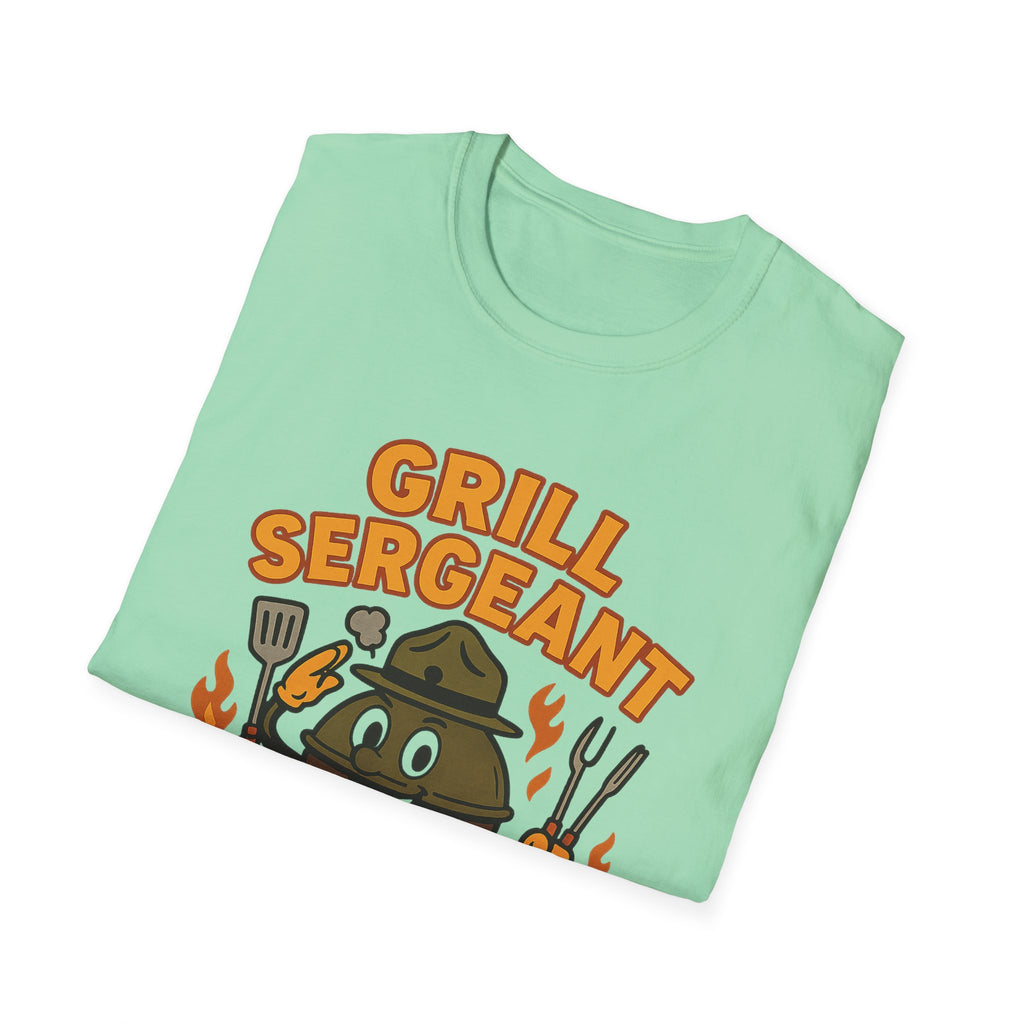 Fathers Day Gift Grill Sergeant BBQ Graphic T-Shirt for Outdoor Cooking