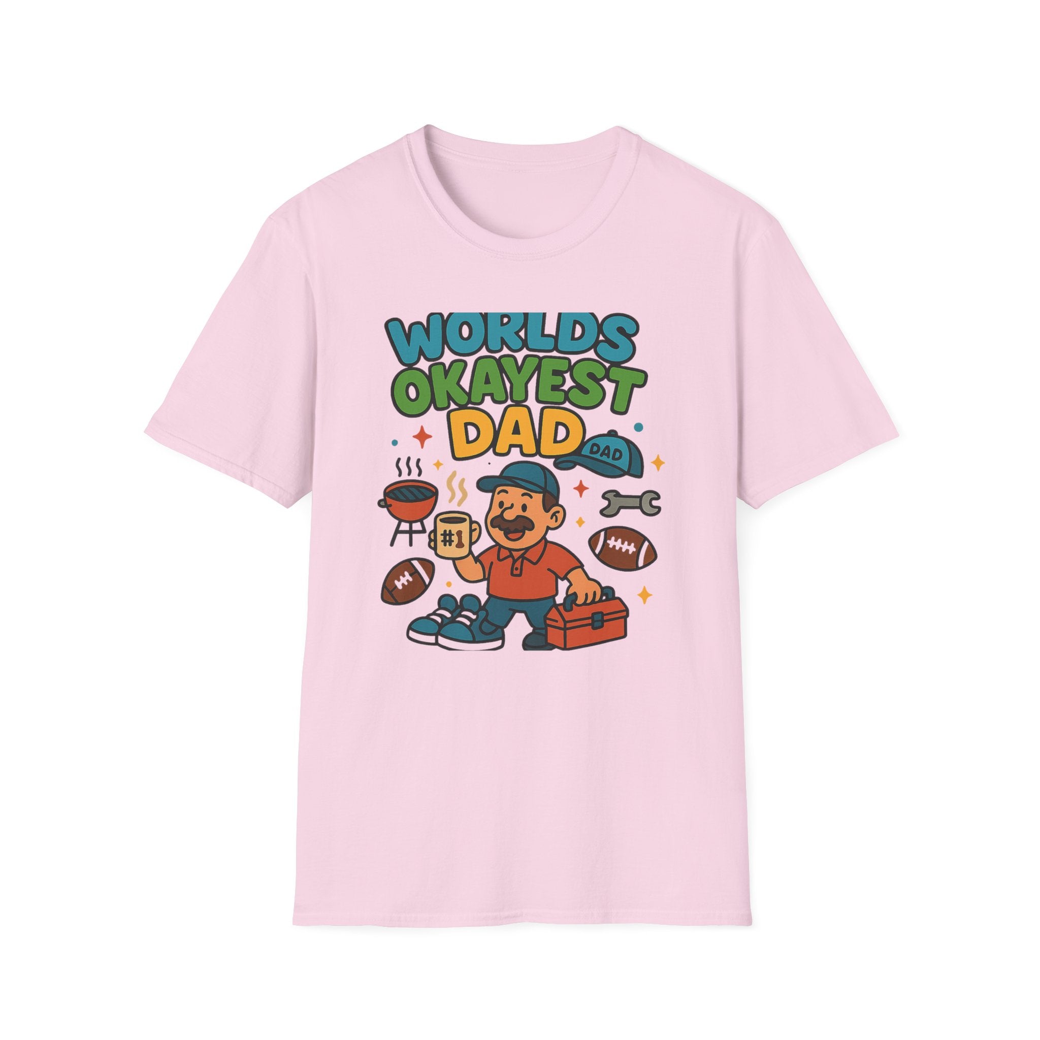 Fathers Day Gift Worlds Okayest Dad T-Shirt Funny Dad Tee