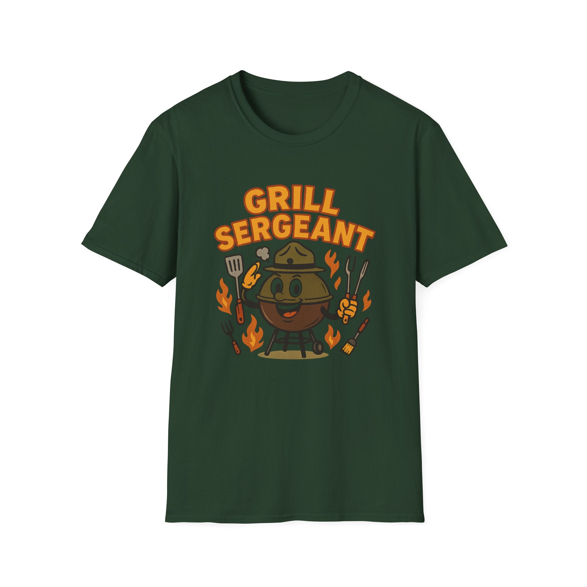 Fathers Day Gift Grill Sergeant BBQ Graphic T-Shirt for Outdoor Cooking