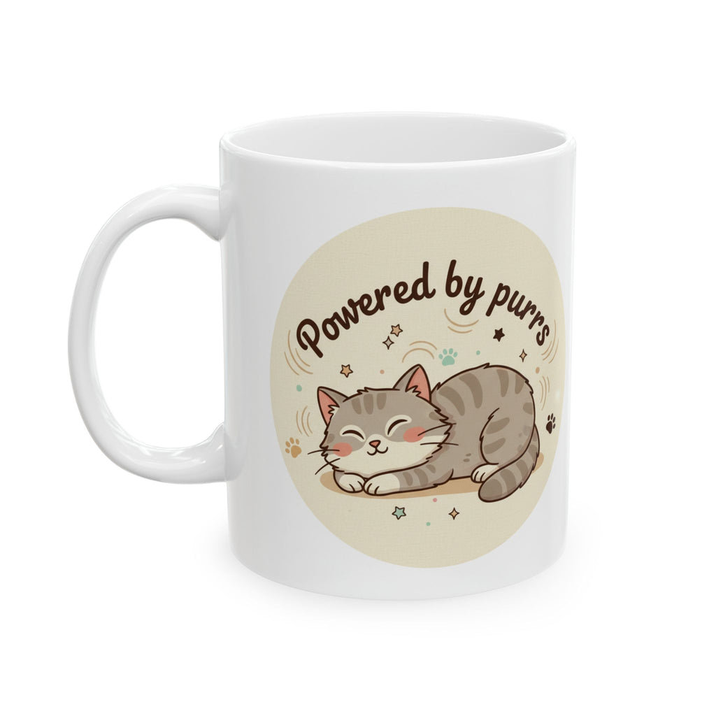 Gift for Cat Person Mug Powered by Purrs Ceramic Coffee Cup
