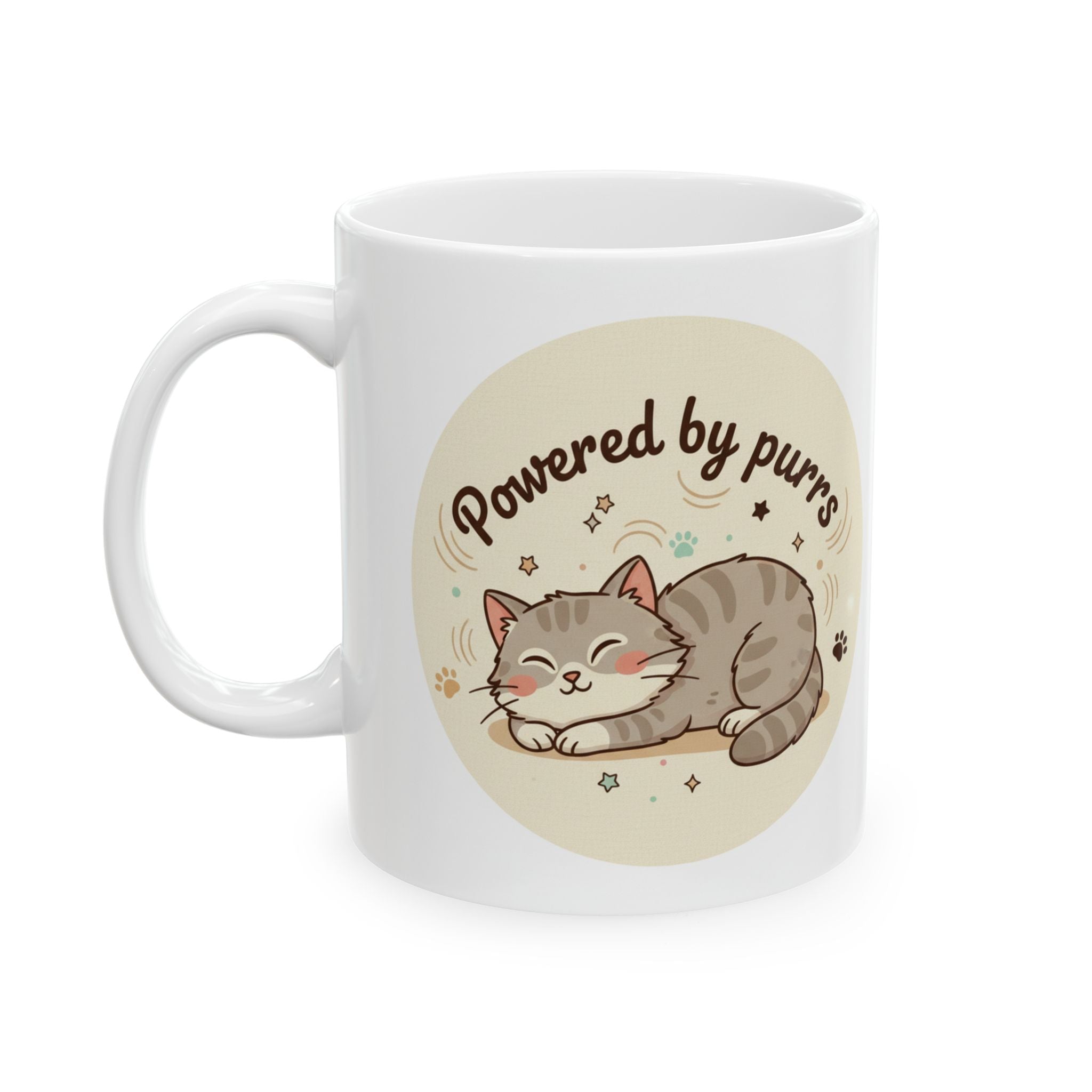 Gift for Cat Person Mug Powered by Purrs Ceramic Coffee Cup