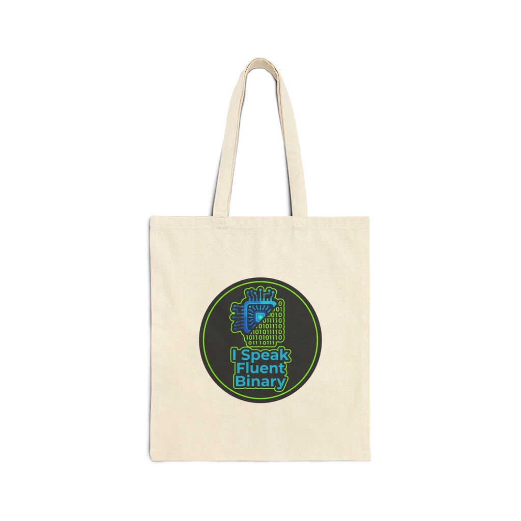 Tech Guy Tote Bag with I Speak Fluent Binary Design