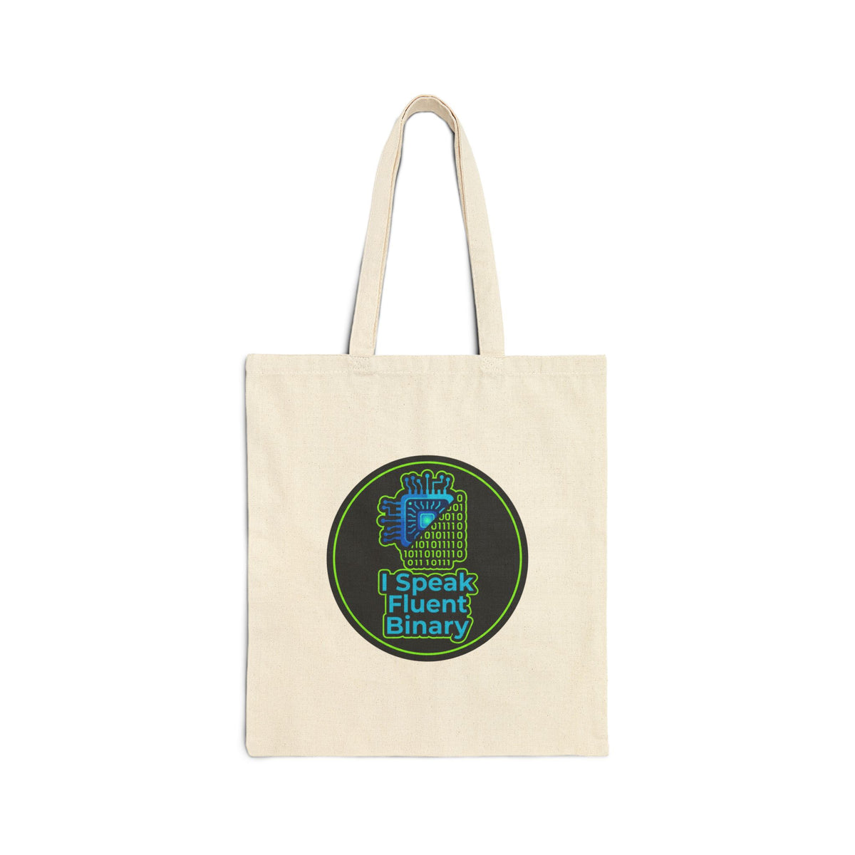 Tech Guy Tote Bag with I Speak Fluent Binary Design