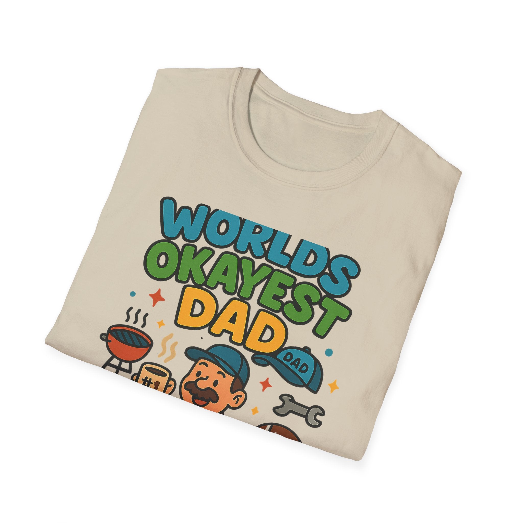 Fathers Day Gift Worlds Okayest Dad T-Shirt Funny Dad Tee