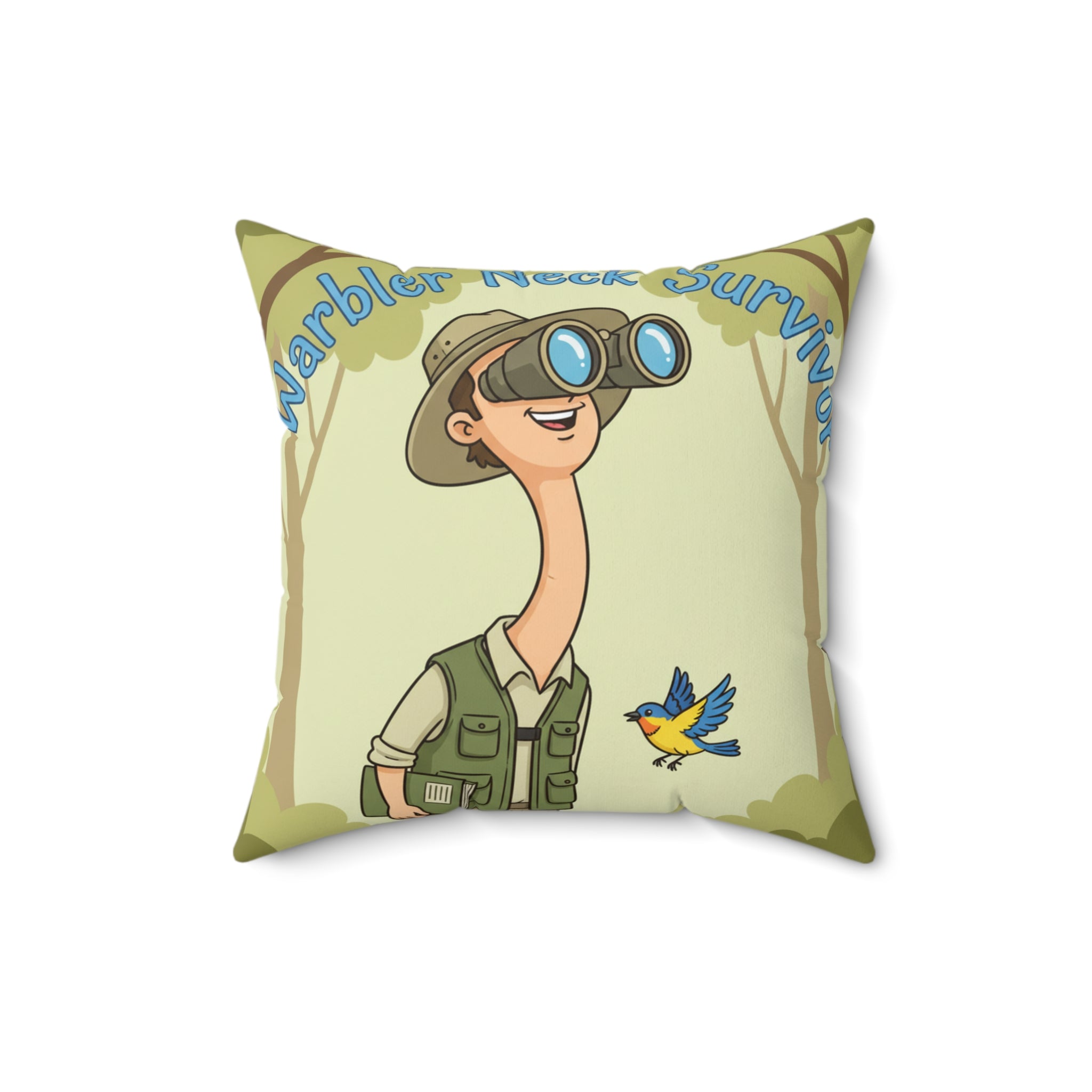 Gift for Bird Watcher Warbler Neck Survivor Pillow Funny Birding Cushion