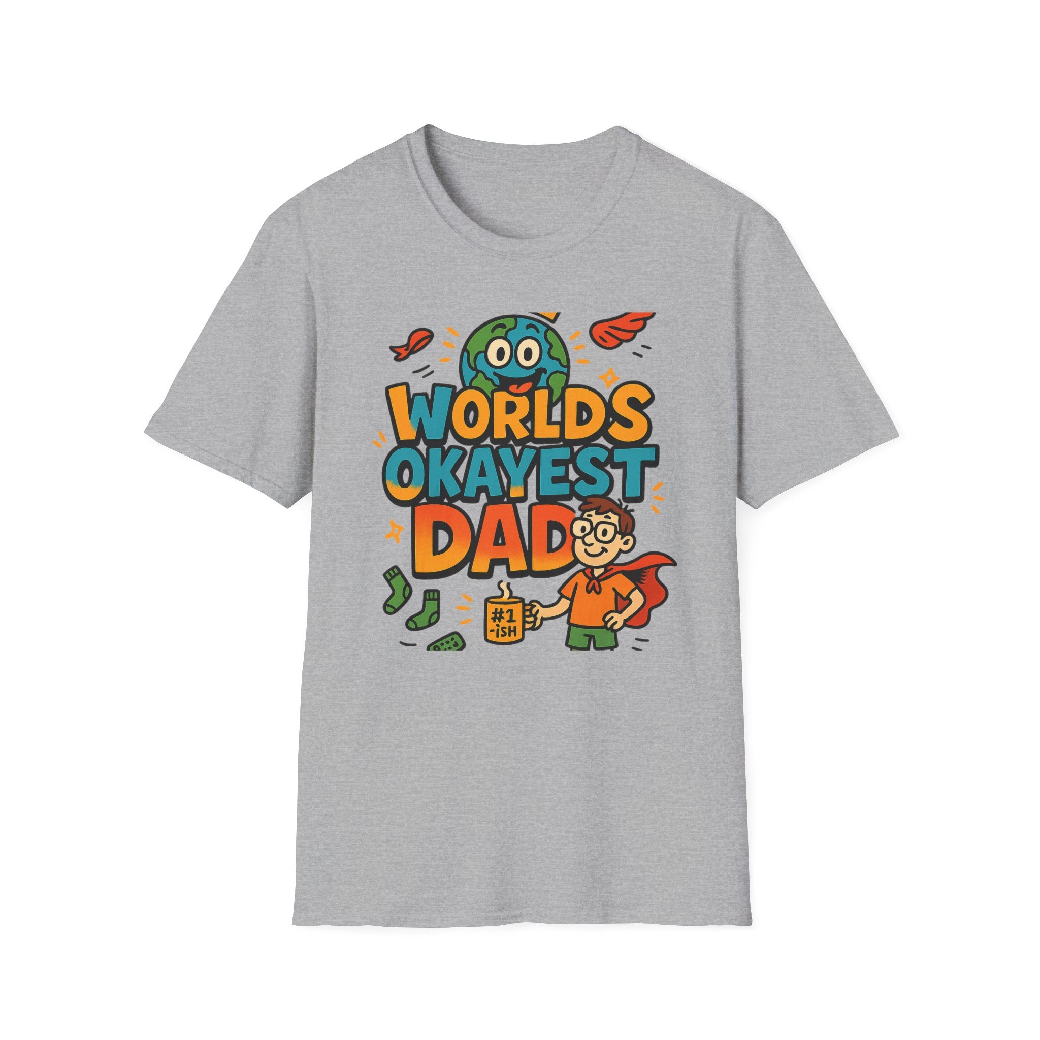 Fathers Day Gift Worlds Okayest Dad Shirt Funny Humor Tee for Men
