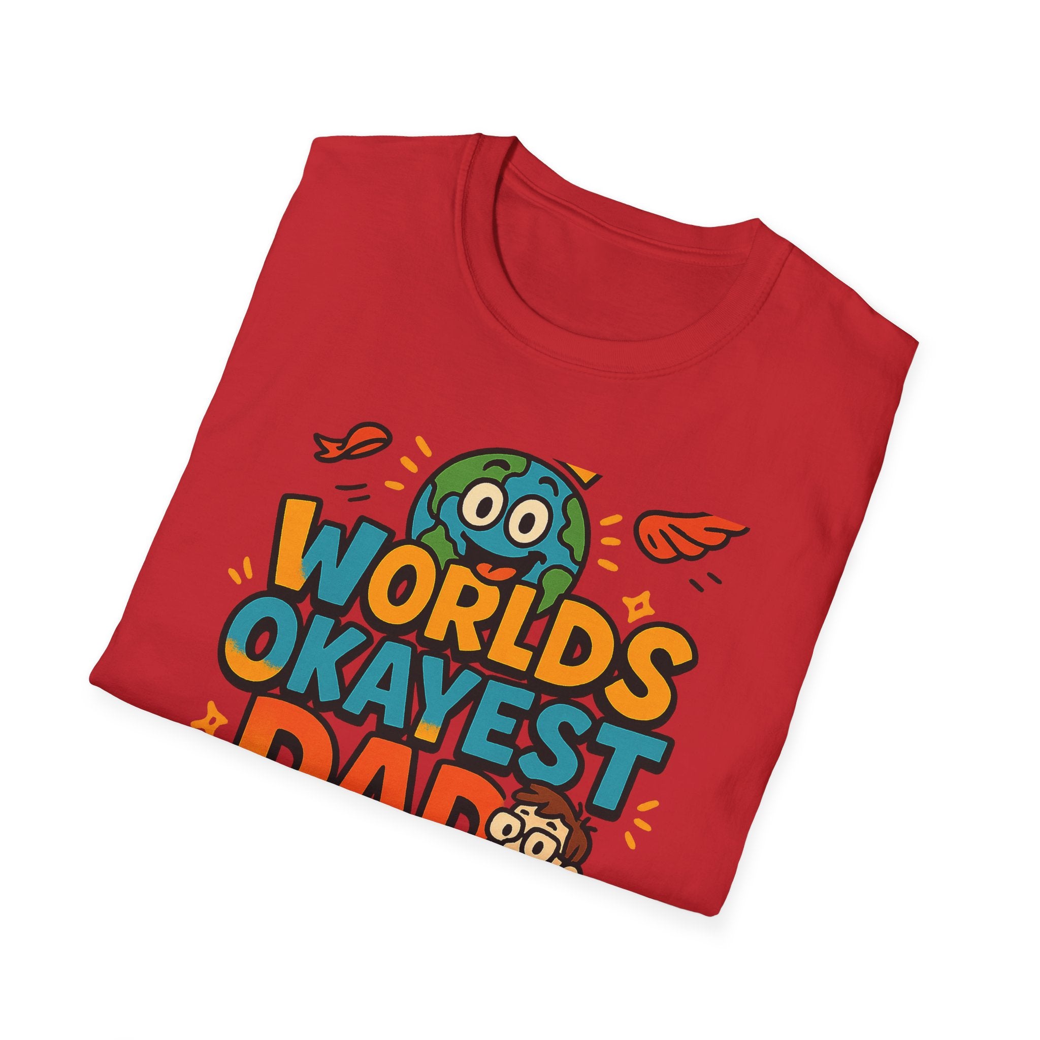Fathers Day Gift Worlds Okayest Dad Shirt Funny Humor Tee for Men