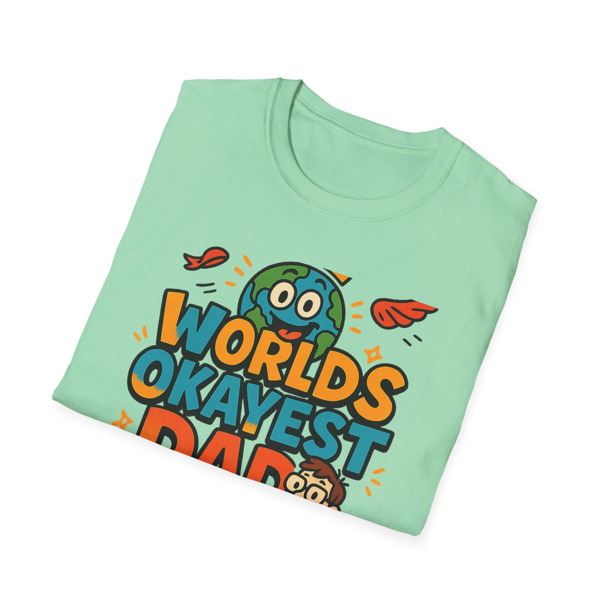 Fathers Day Gift Worlds Okayest Dad Shirt Funny Humor Tee for Men