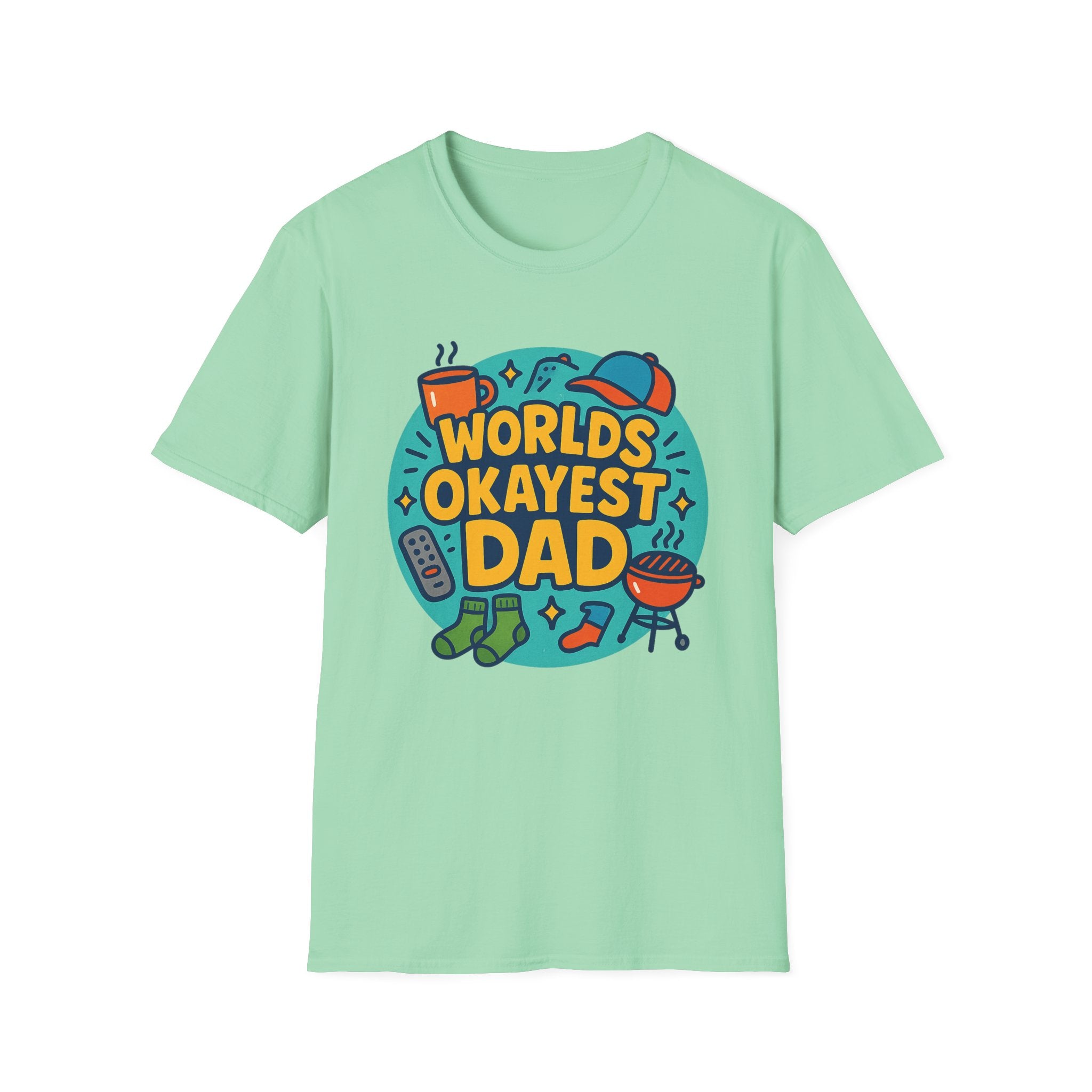 Fathers Day Gift Humorous Worlds Okayest Dad Shirt Funny Tshirt for Dad