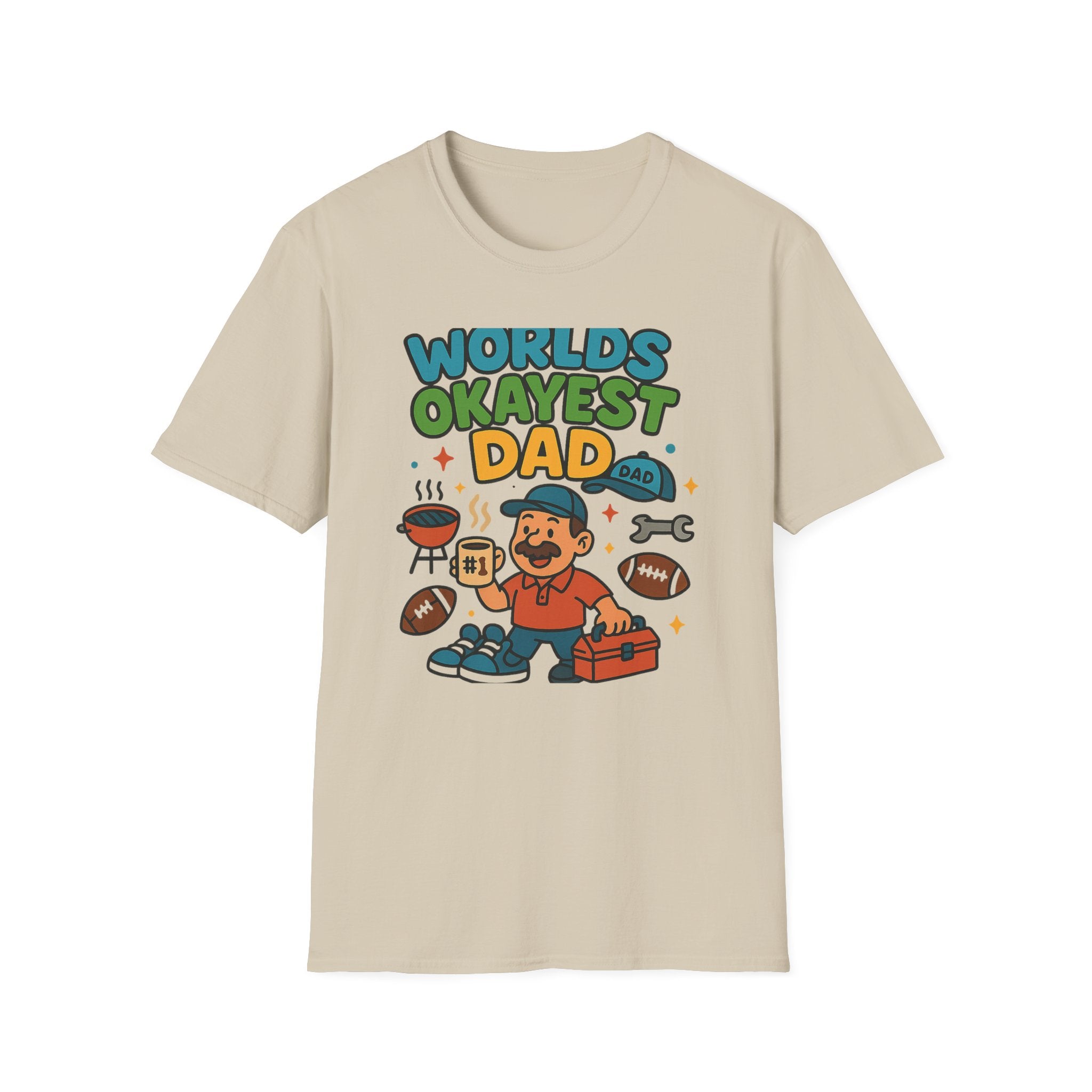 Fathers Day Gift Worlds Okayest Dad T-Shirt Funny Dad Tee