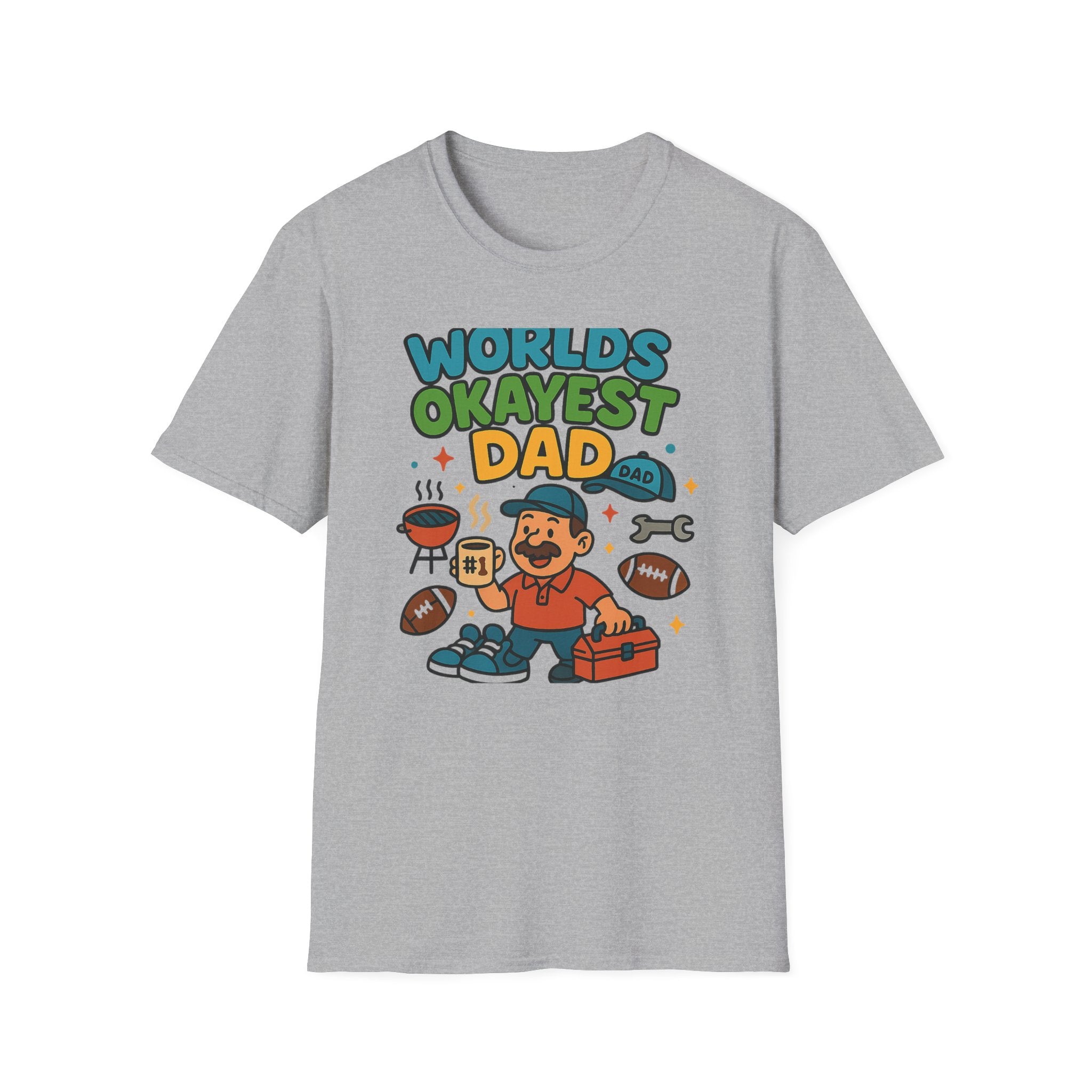 Fathers Day Gift Worlds Okayest Dad T-Shirt Funny Dad Tee