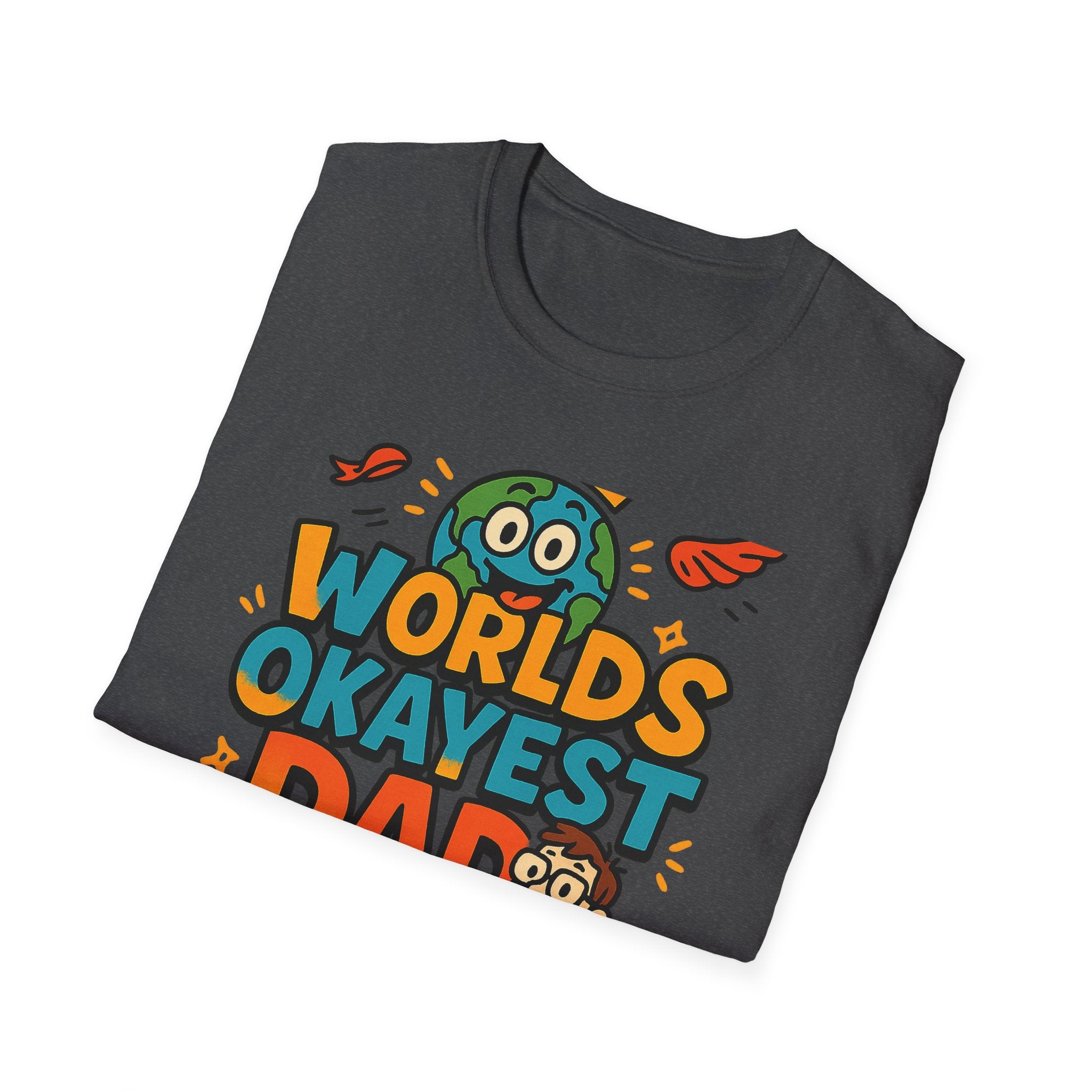 Fathers Day Gift Worlds Okayest Dad Shirt Funny Humor Tee for Men