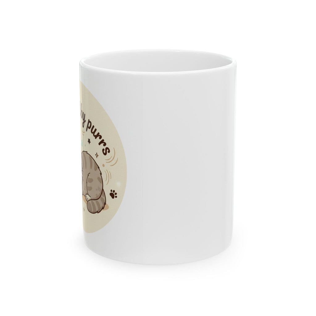 Gift for Cat Person Mug Powered by Purrs Ceramic Coffee Cup