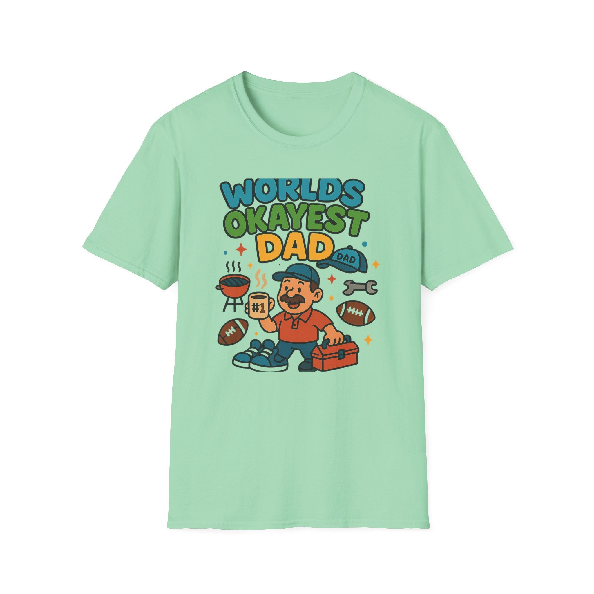 Fathers Day Gift Worlds Okayest Dad T-Shirt Funny Dad Tee