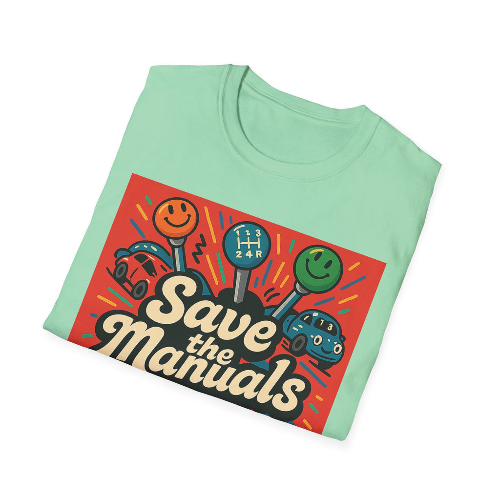 Gift for Car Guy Save the Manuals T-Shirt for Auto Enthusiasts