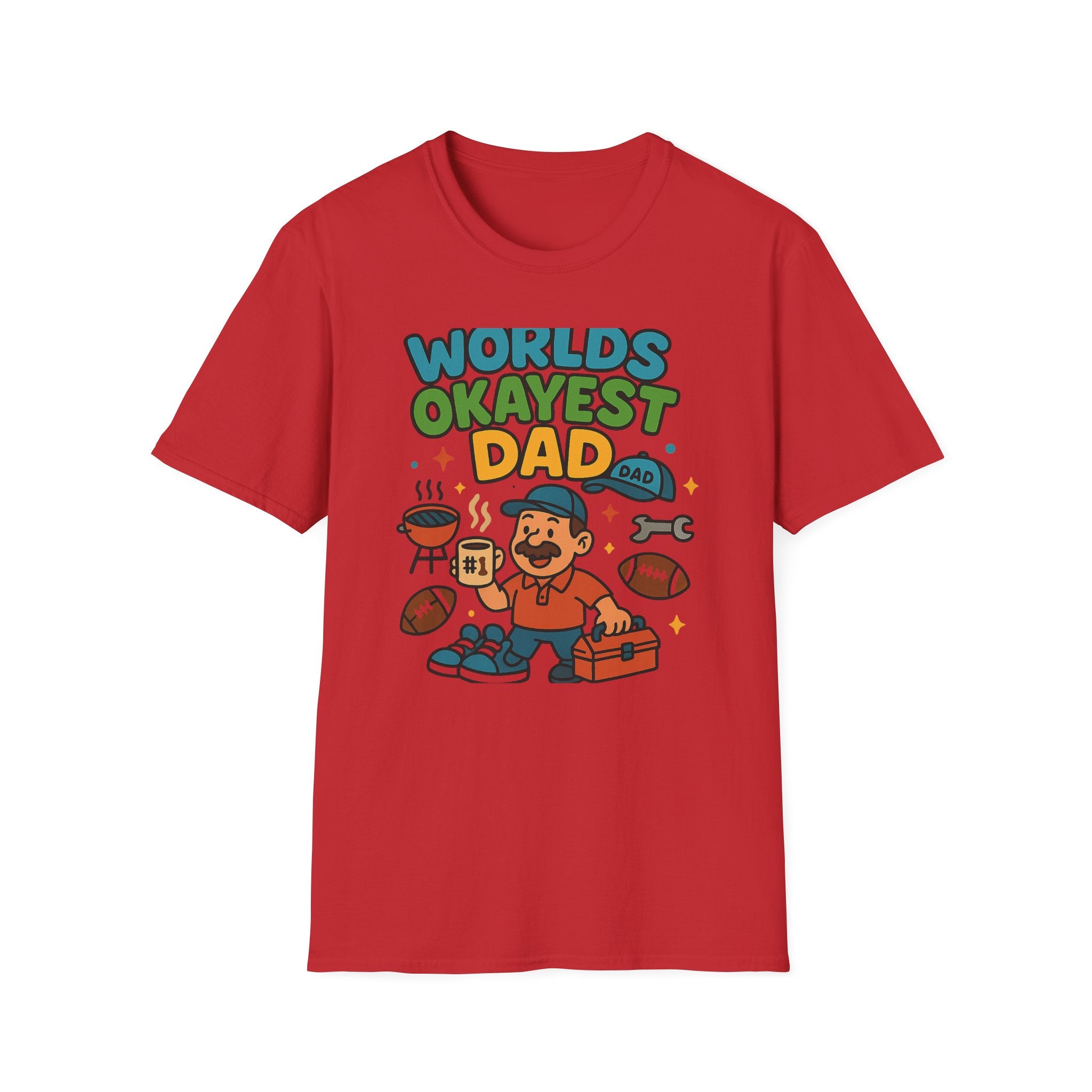 Fathers Day Gift Worlds Okayest Dad T-Shirt Funny Dad Tee