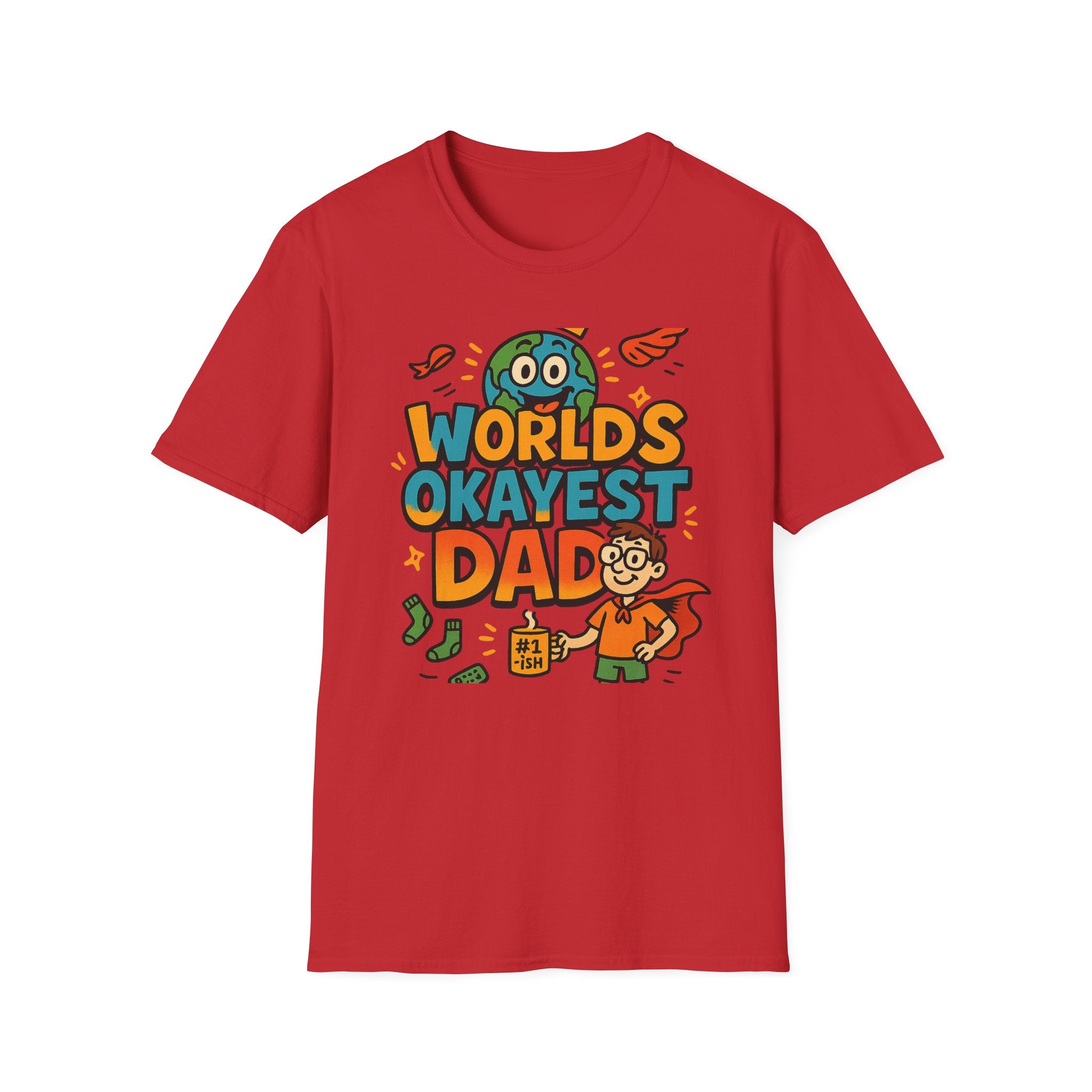 Fathers Day Gift Worlds Okayest Dad Shirt Funny Humor Tee for Men