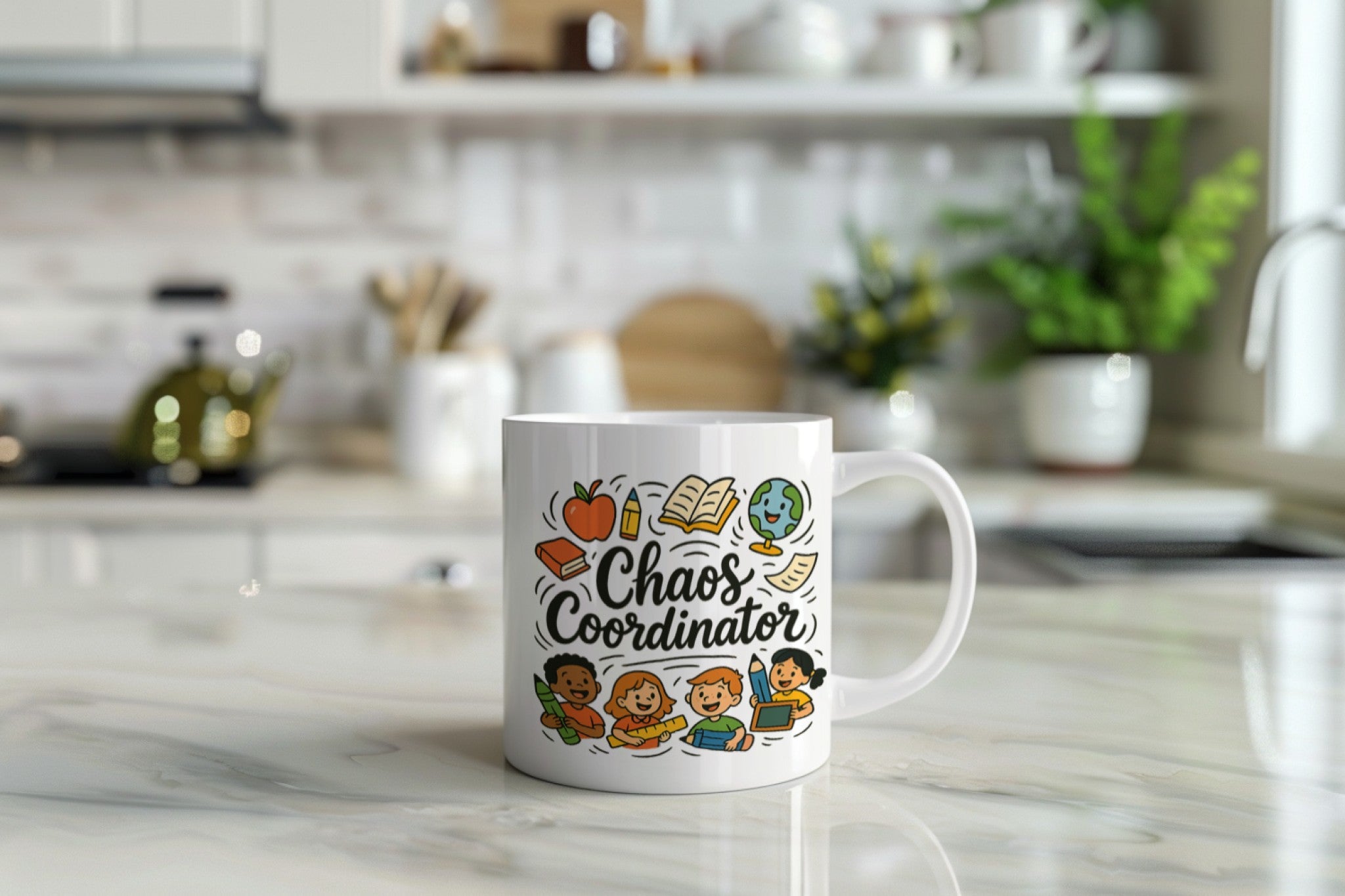 Chaos Coordinator Mug – Funny Teacher Gift – White Glossy Coffee Cup