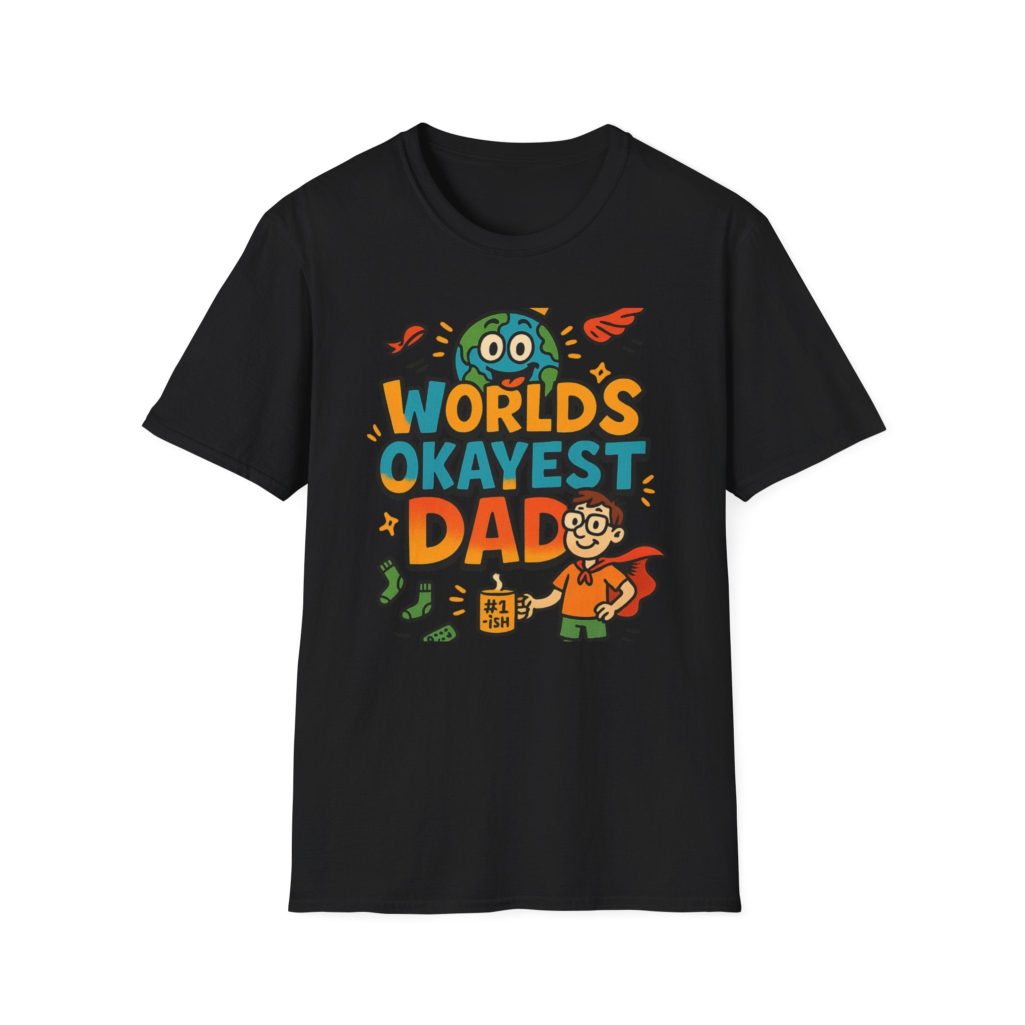 Fathers Day Gift Worlds Okayest Dad Shirt Funny Humor Tee for Men