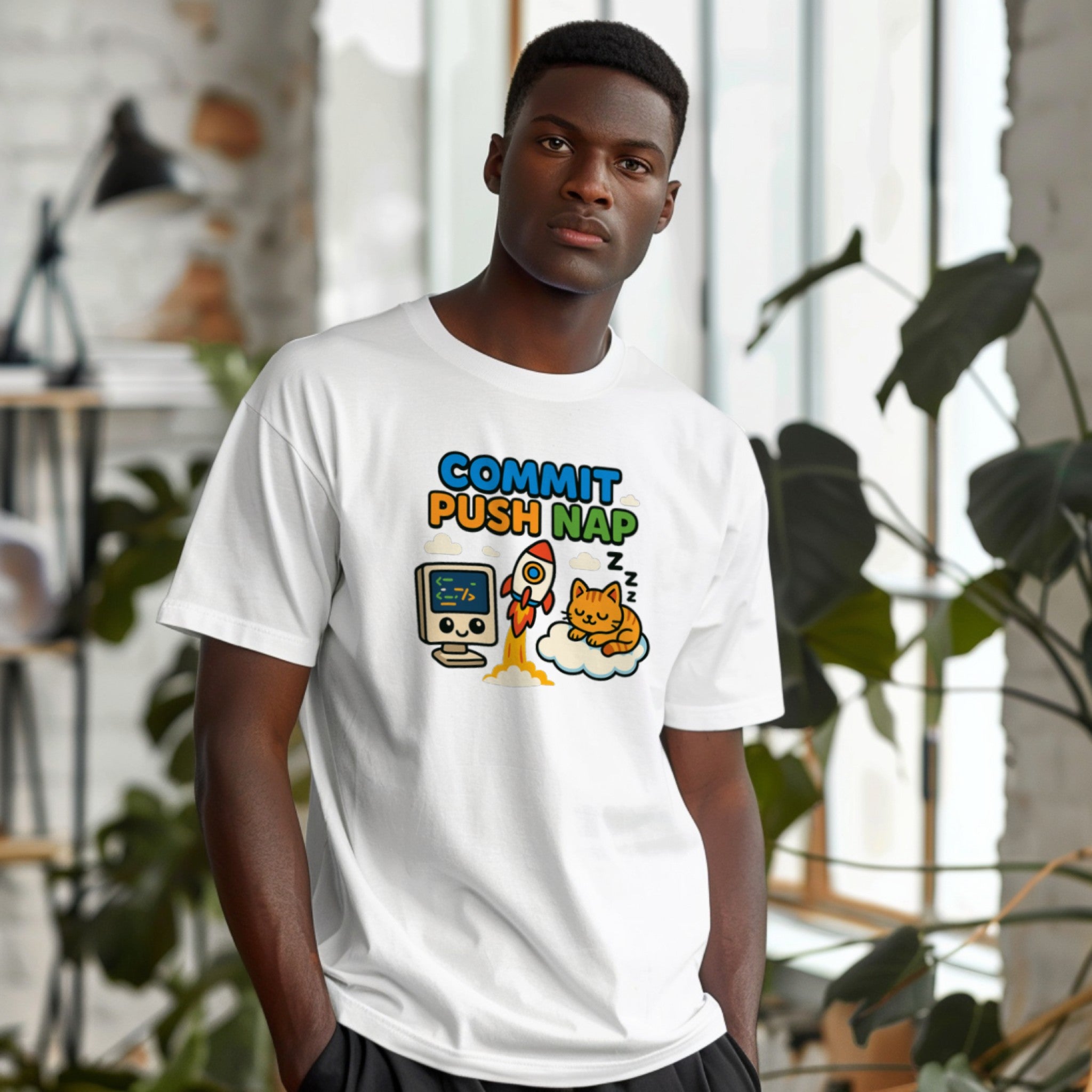 Commit Push Nap T-Shirt – Funny Programmer Shirt | Coder Gift