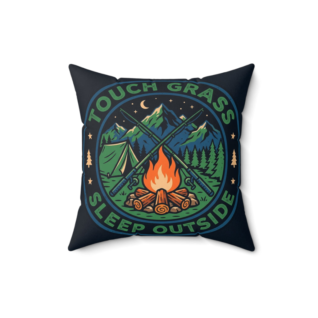 Camping for men Touch Grass Sleep Outside Pillow 18x18