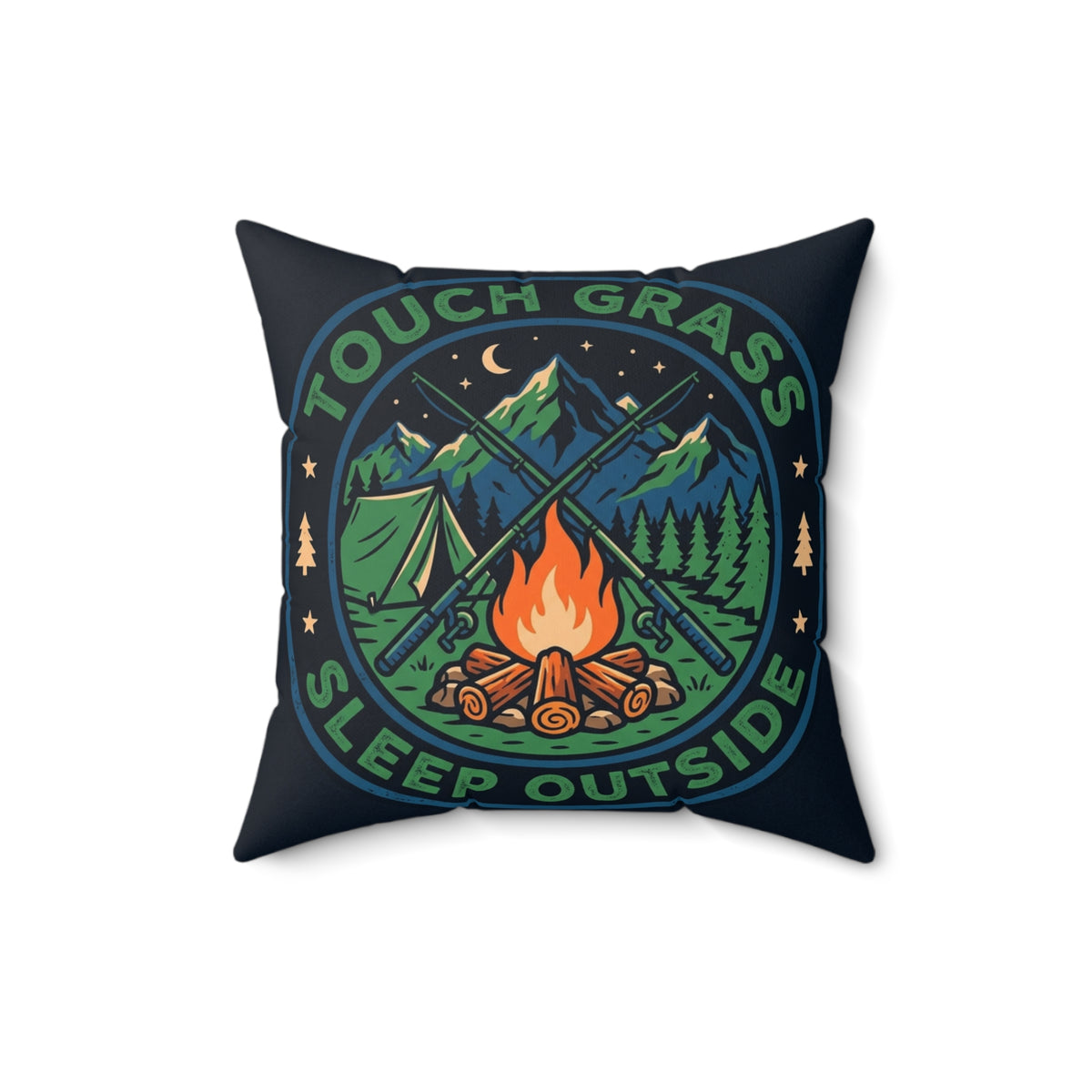 Camping for men Touch Grass Sleep Outside Pillow 18x18