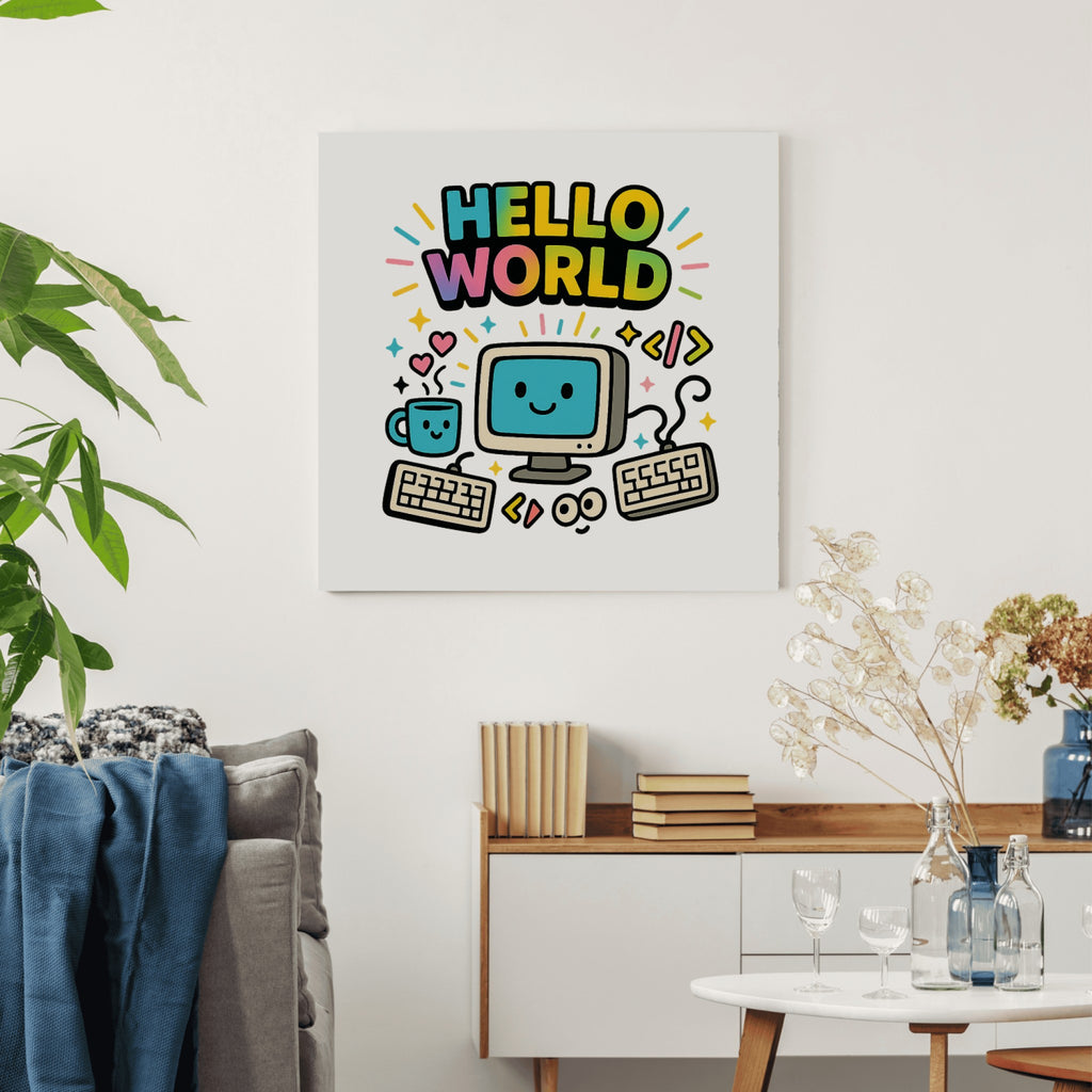 Hello World Programmer Canvas Wall Art | Geeky Room Decor