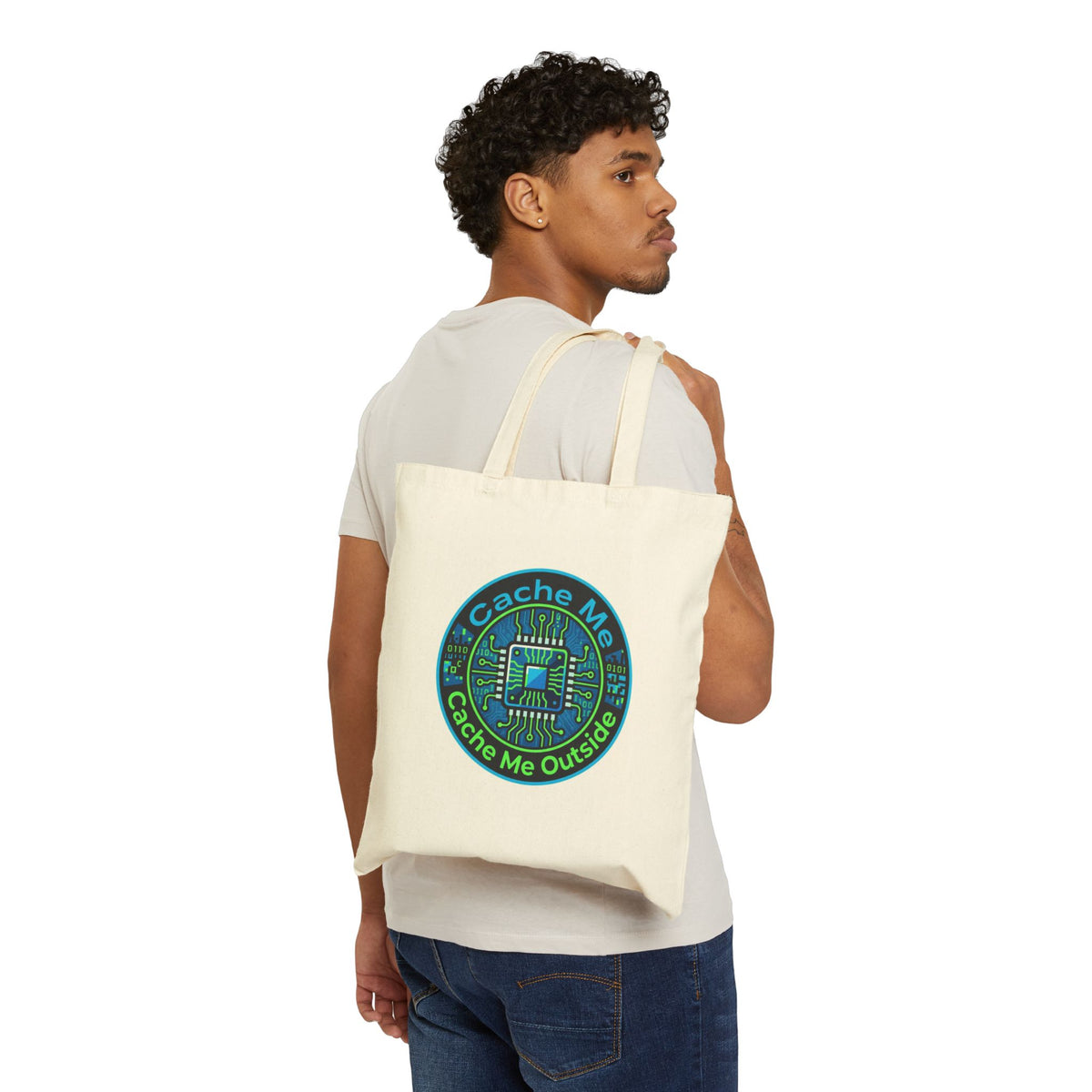 Tech Guy Cache Me Outside Fun Tote Bag with Stylish Design