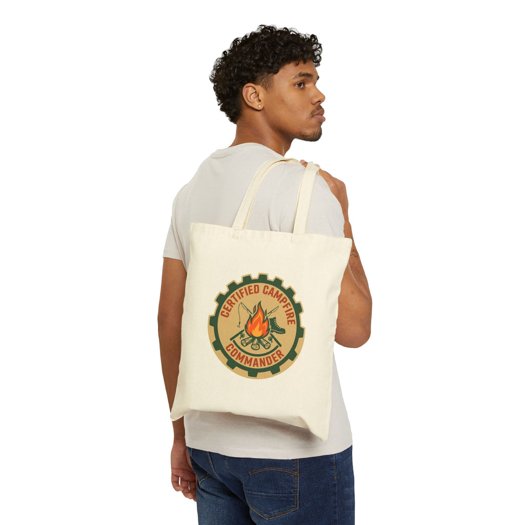 Camping for men tote bag Campfire Commander design