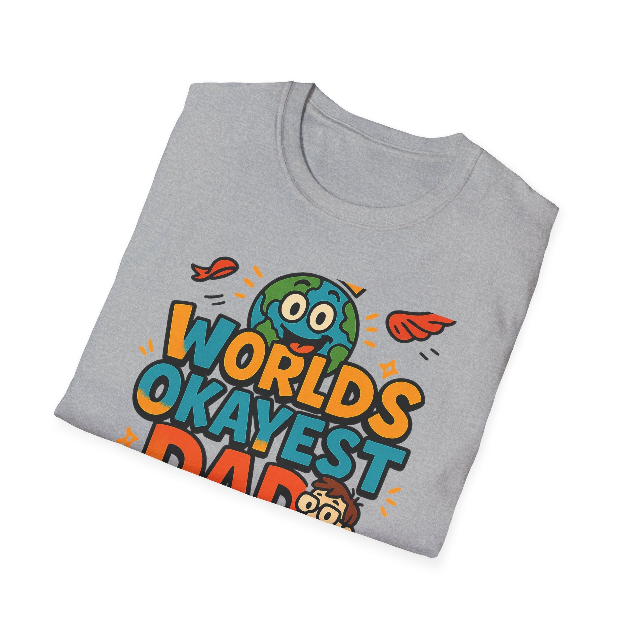 Fathers Day Gift Worlds Okayest Dad Shirt Funny Humor Tee for Men