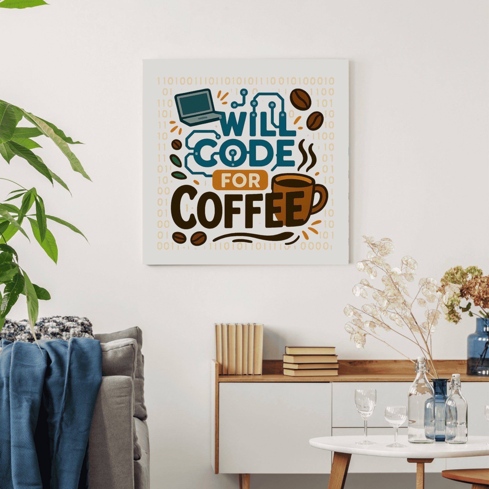 Commit Push Nap Canvas – Funny Programmer Wall Art | Coder Office Decor