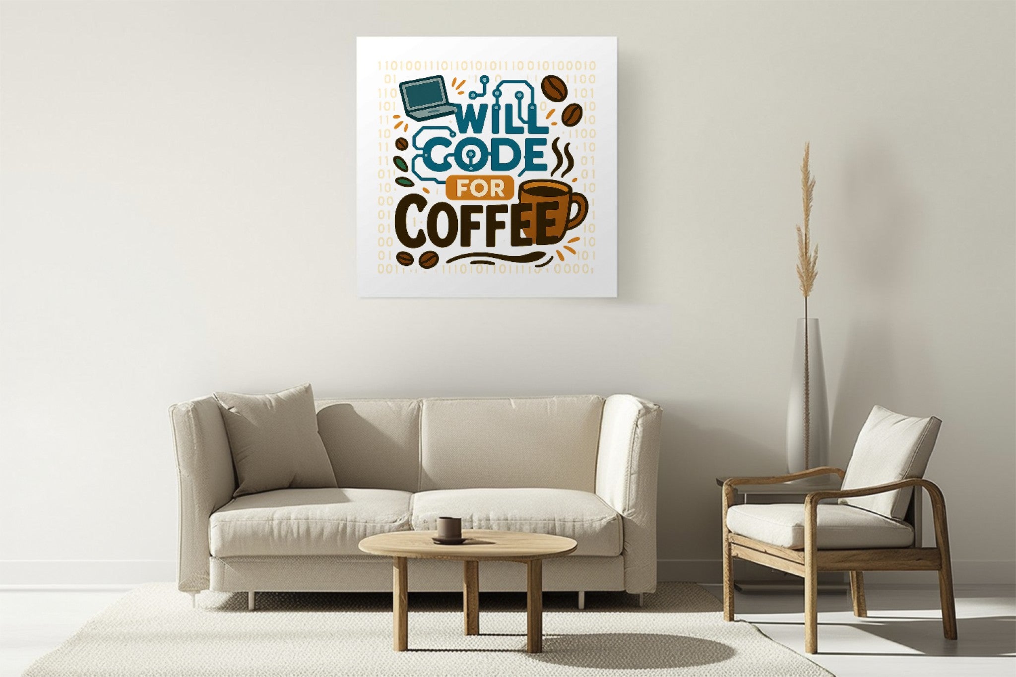 Commit Push Nap Canvas – Funny Programmer Wall Art | Coder Office Decor