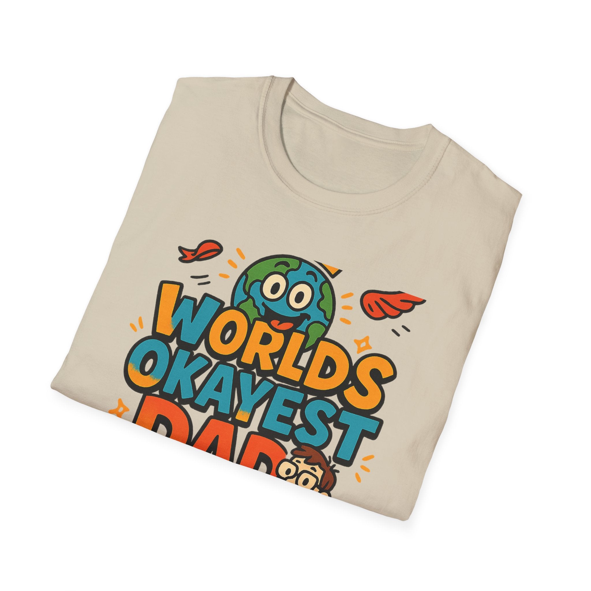 Fathers Day Gift Worlds Okayest Dad Shirt Funny Humor Tee for Men