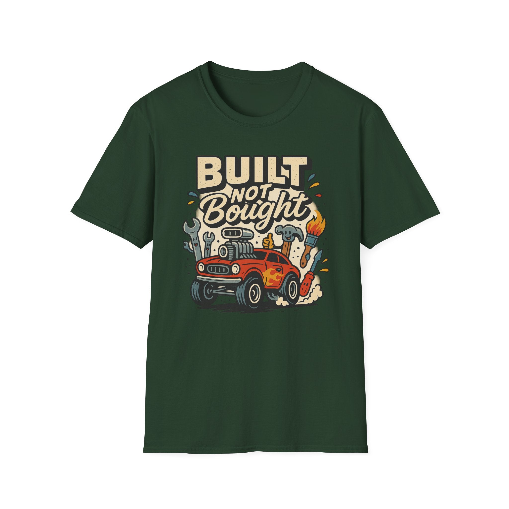 Gift for Car Guy Built Not Bought T-Shirt Motivational Car Enthusiast Tee
