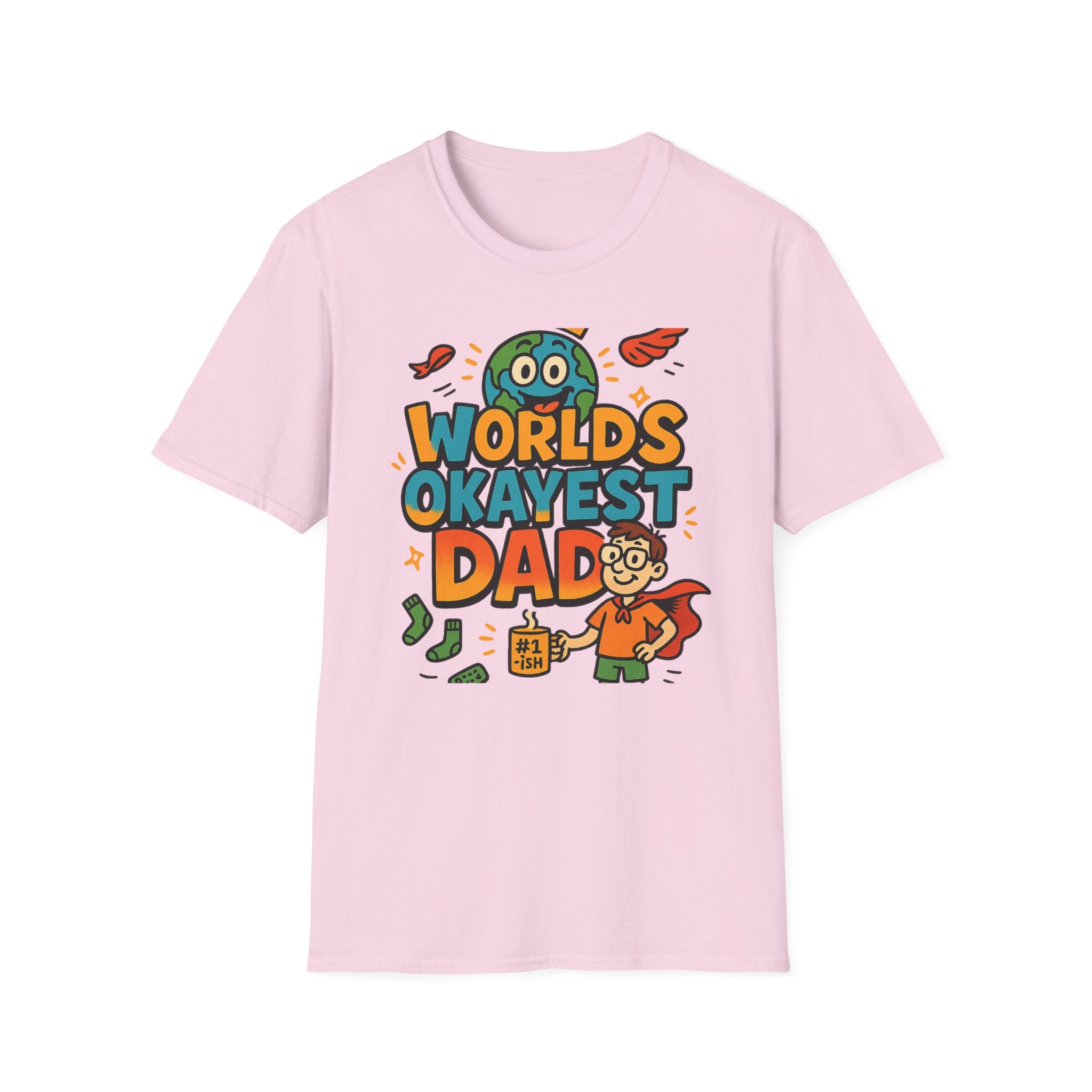 Fathers Day Gift Worlds Okayest Dad Shirt Funny Humor Tee for Men