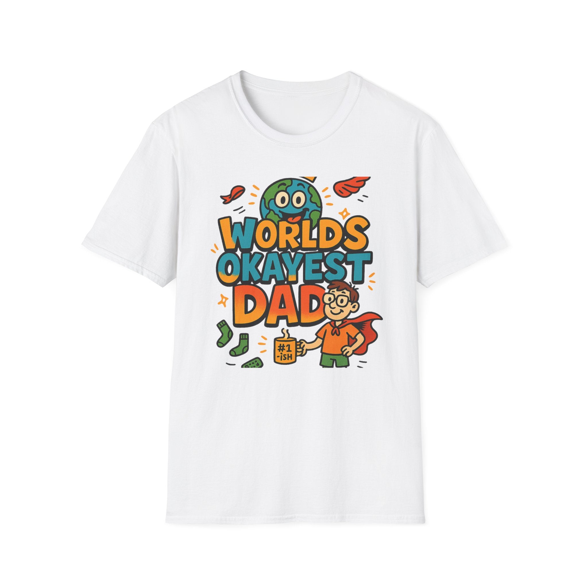 Fathers Day Gift Worlds Okayest Dad Shirt Funny Humor Tee for Men