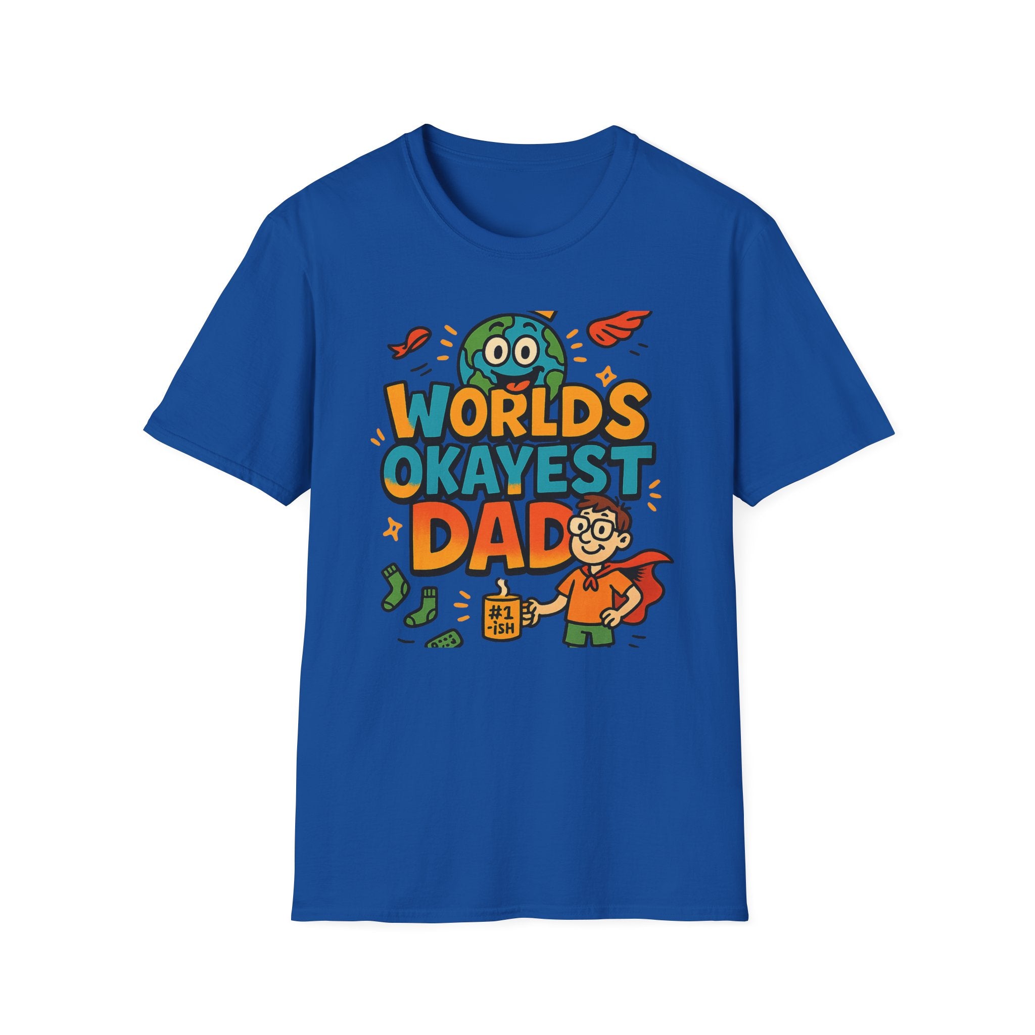 Fathers Day Gift Worlds Okayest Dad Shirt Funny Humor Tee for Men