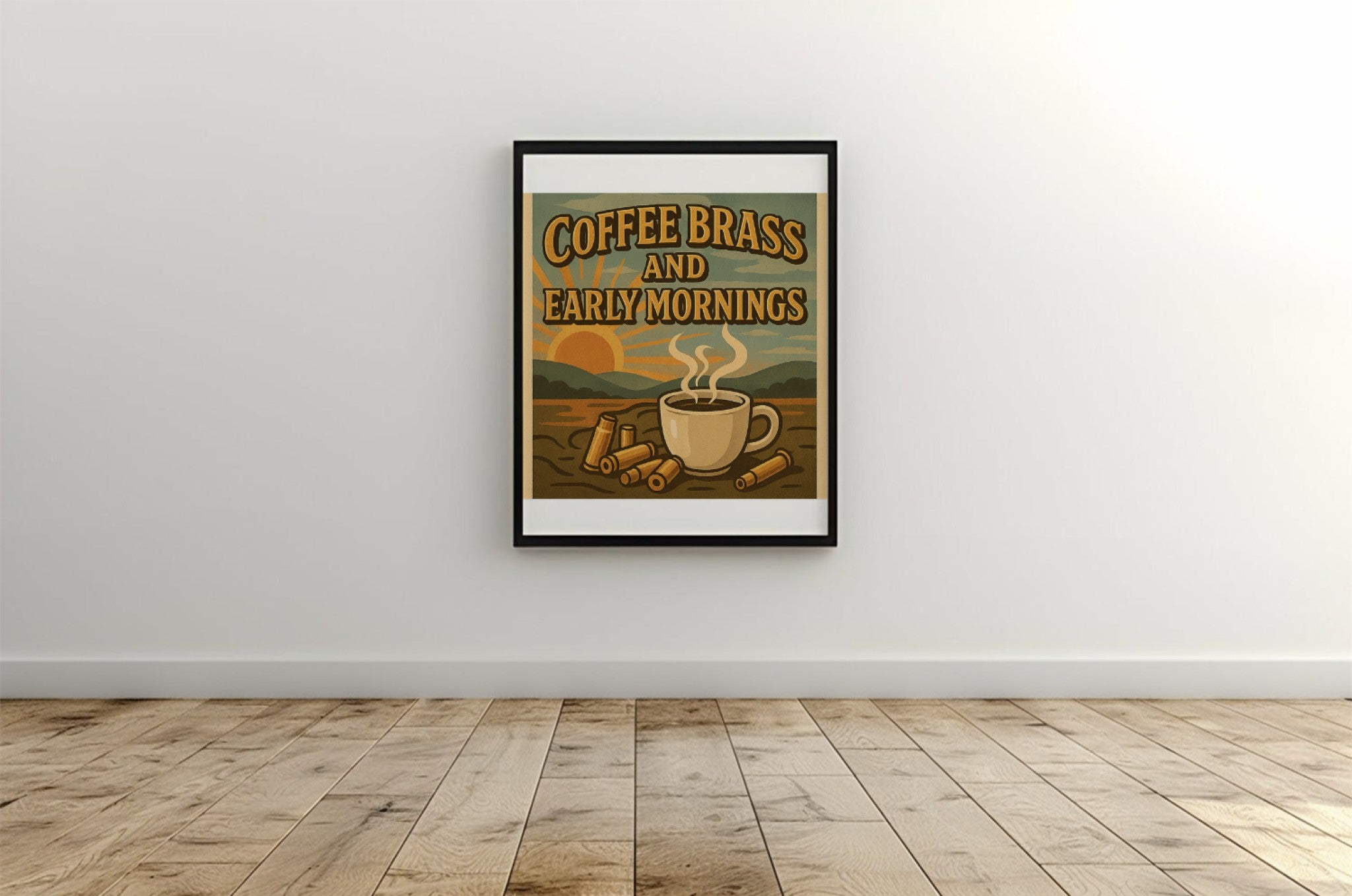 Coffee Brass and Early Mornings – Framed Poster Wall Art – Rustic Coffee Print
