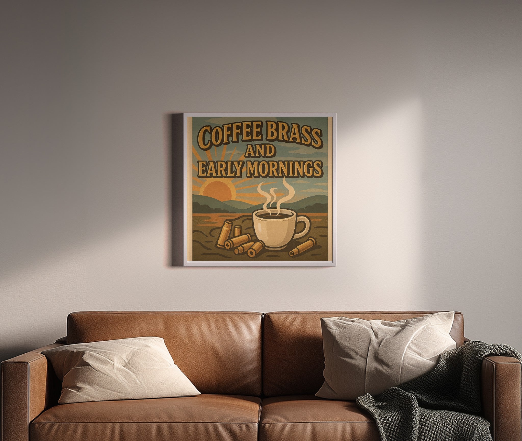 Coffee Brass and Early Mornings – Framed Poster Wall Art – Rustic Coffee Print
