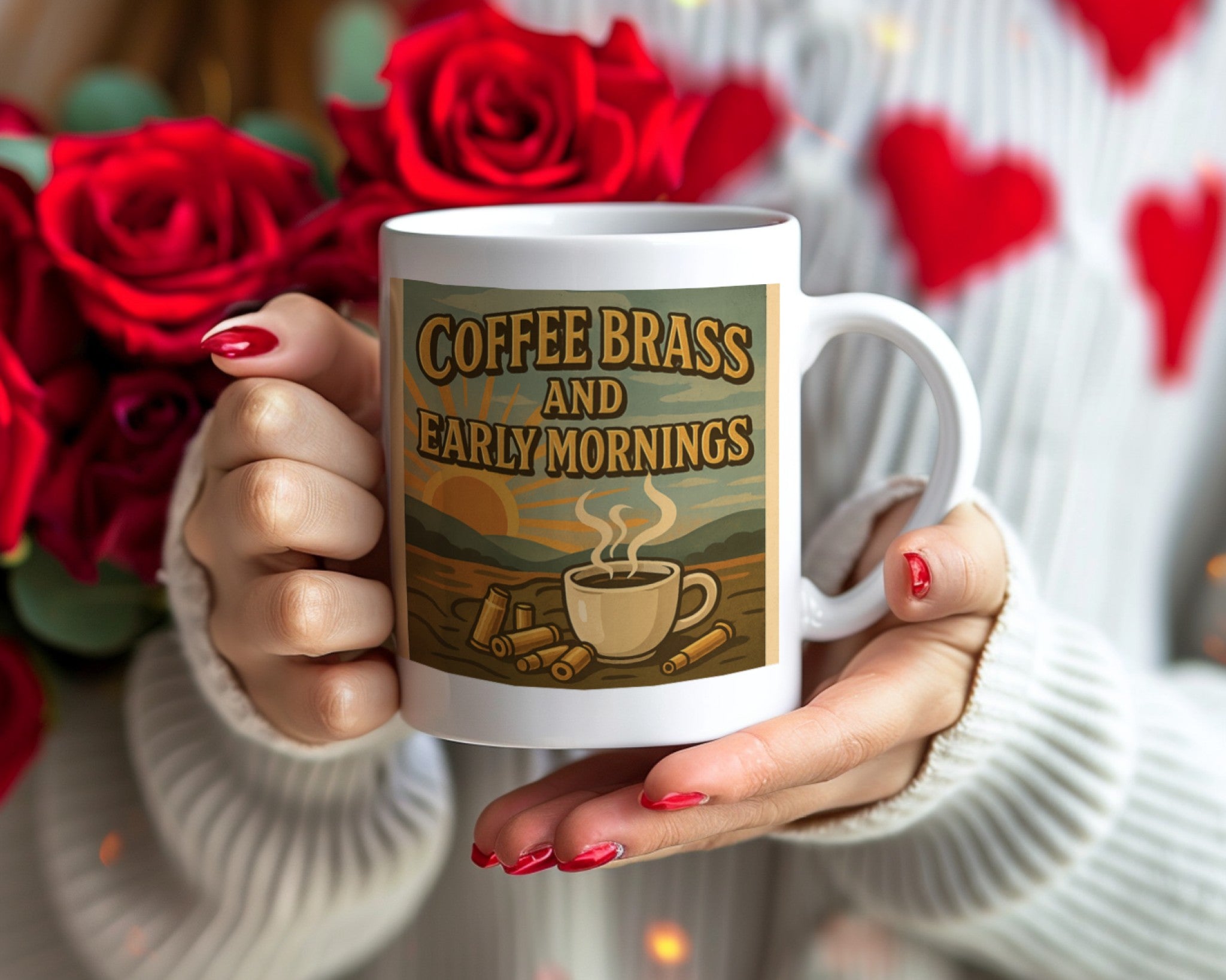 Coffee Brass and Early Mornings | Ceramic Mug with Color Inside