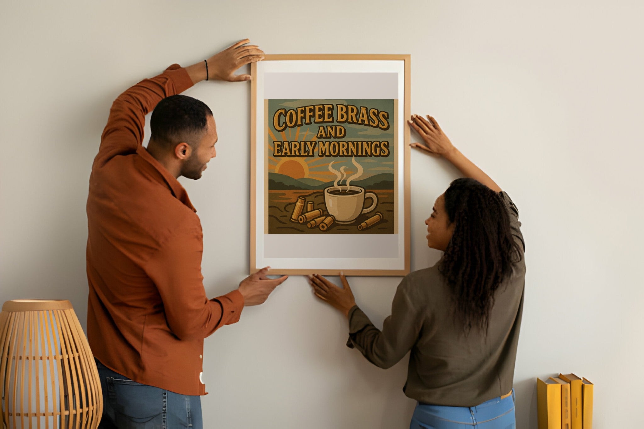Coffee Brass and Early Mornings – Framed Poster Wall Art – Rustic Coffee Print