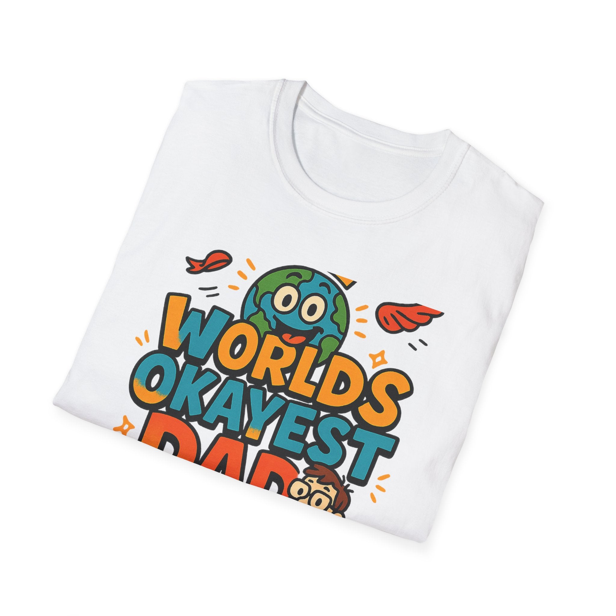 Fathers Day Gift Worlds Okayest Dad Shirt Funny Humor Tee for Men